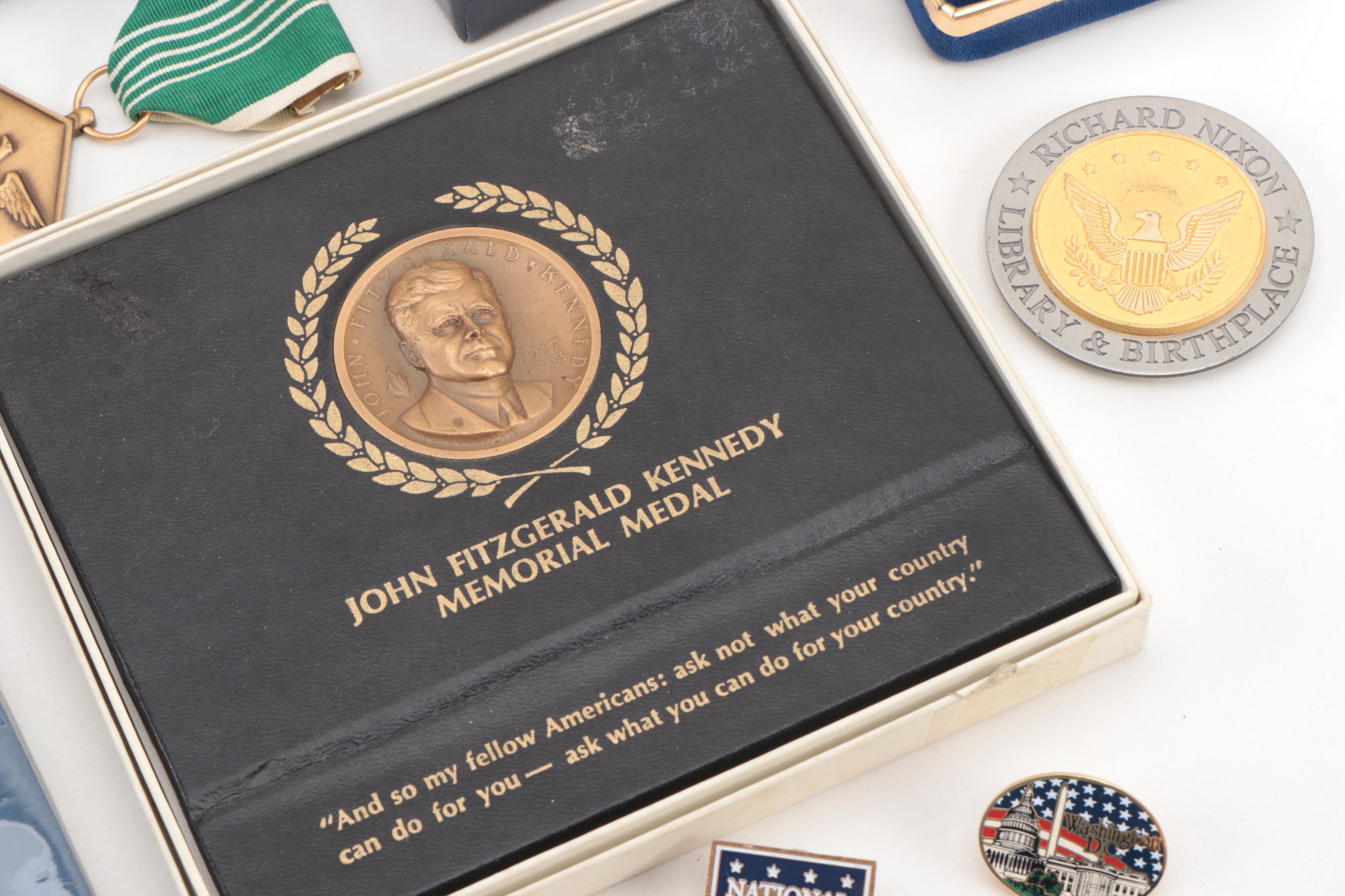 U.S. Presidential and Military Medals, Pins, Tie Bars, Cufflinks, and More