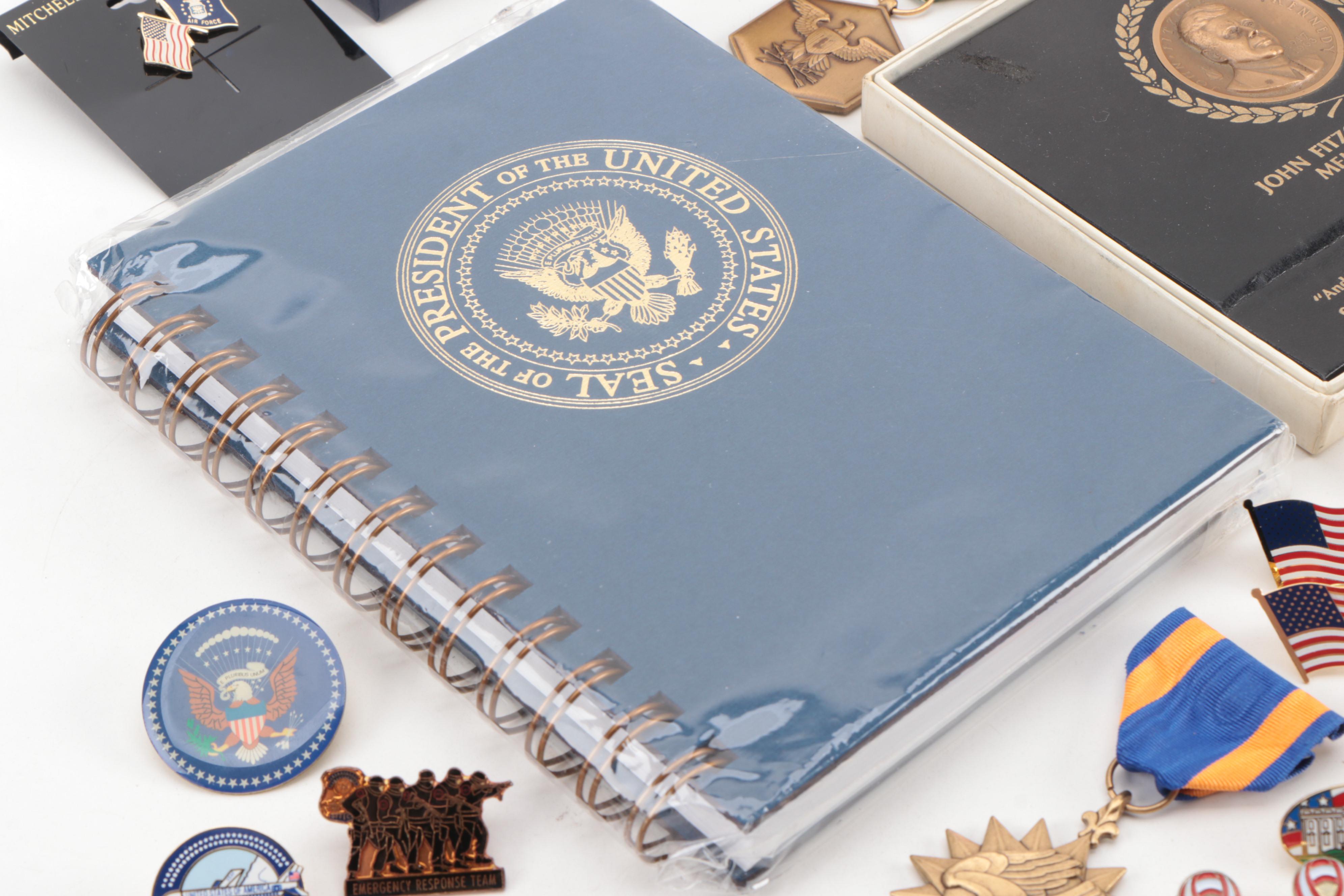 U.S. Presidential and Military Medals, Pins, Tie Bars, Cufflinks, and More