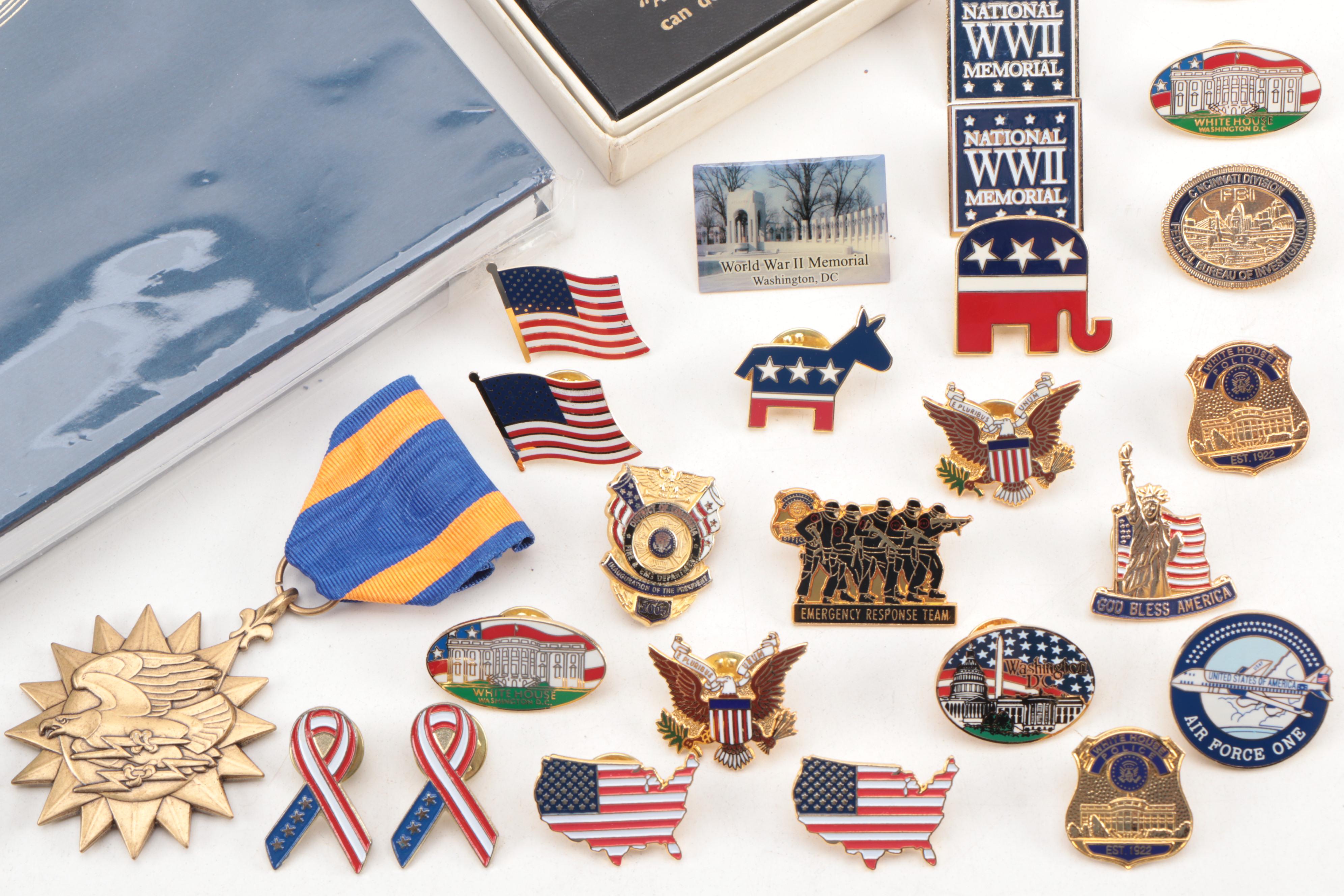 U.S. Presidential and Military Medals, Pins, Tie Bars, Cufflinks, and More