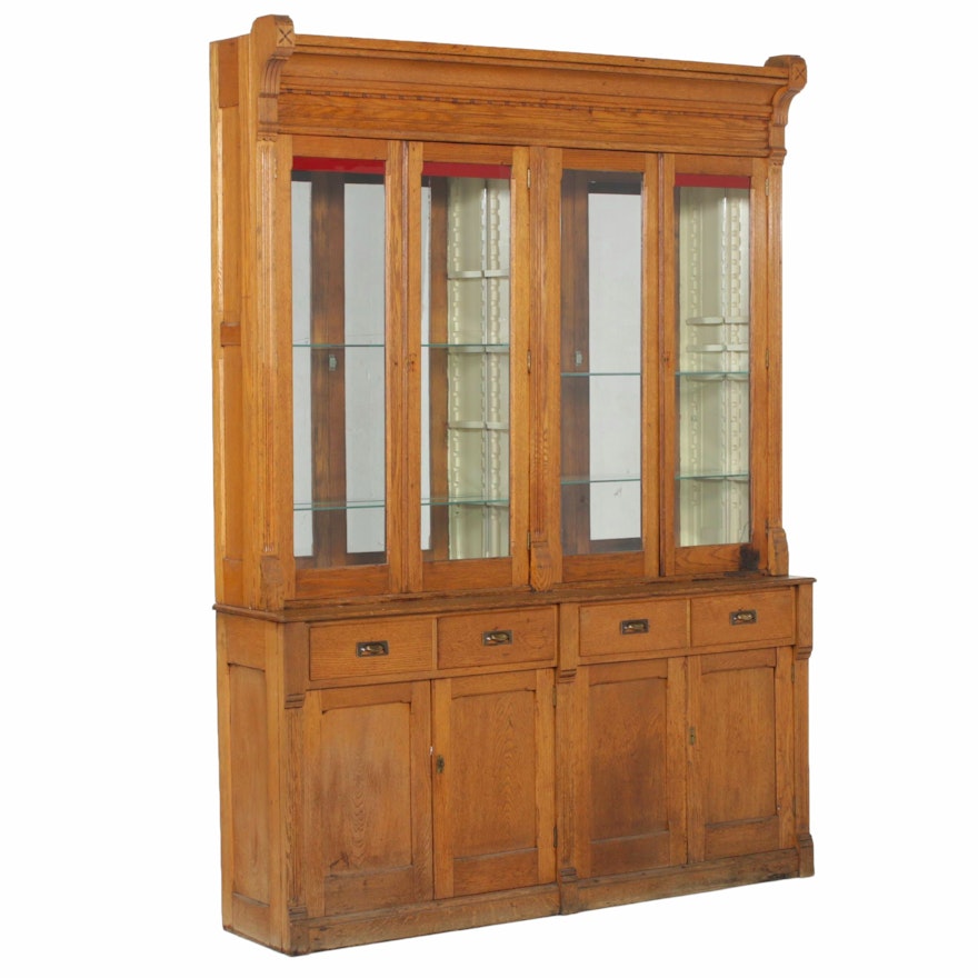 Late Victorian Oak Store Display Cabinet, Late 19th/Early 20th Century