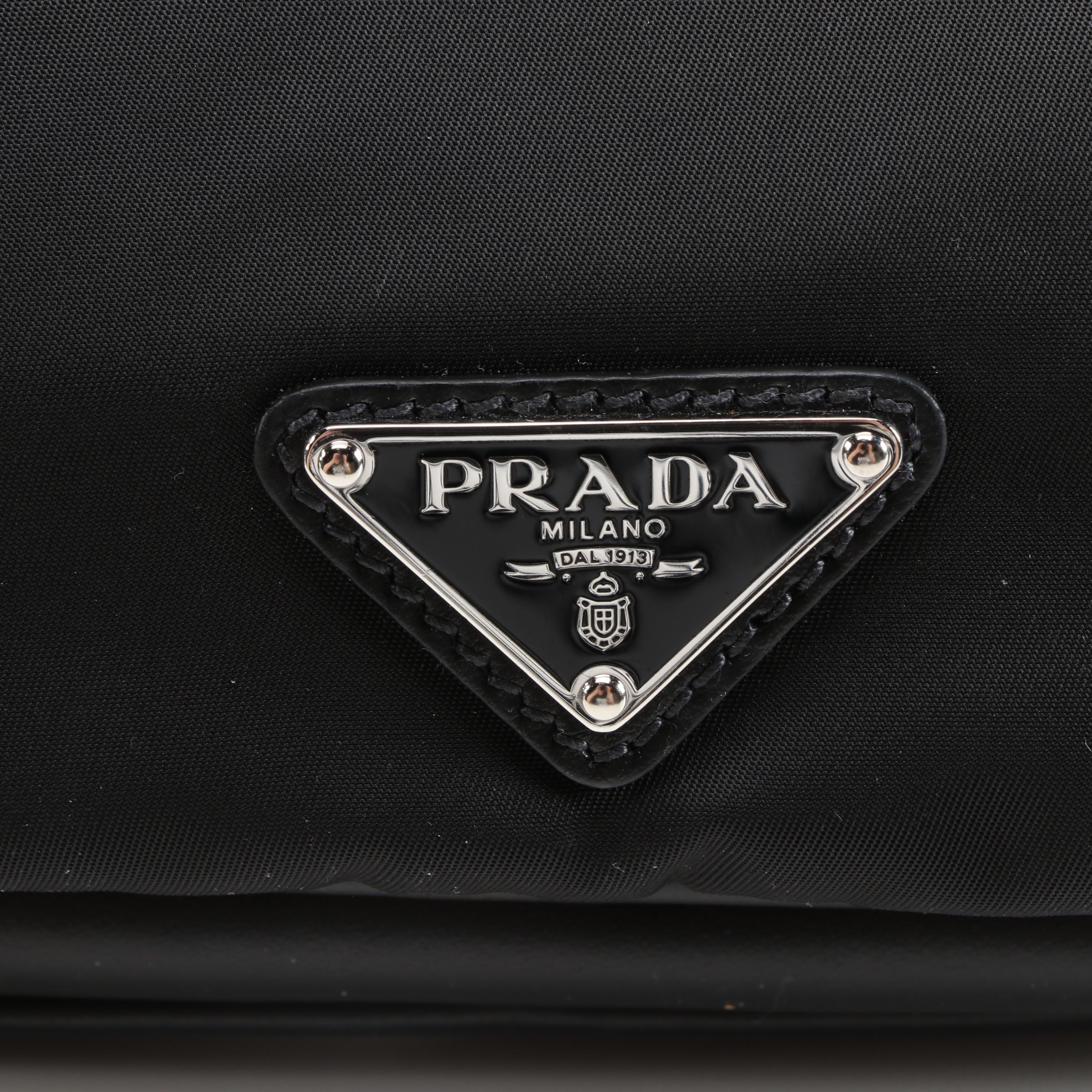 Prada Comic Belt Bag in Black Leather and Tessuto