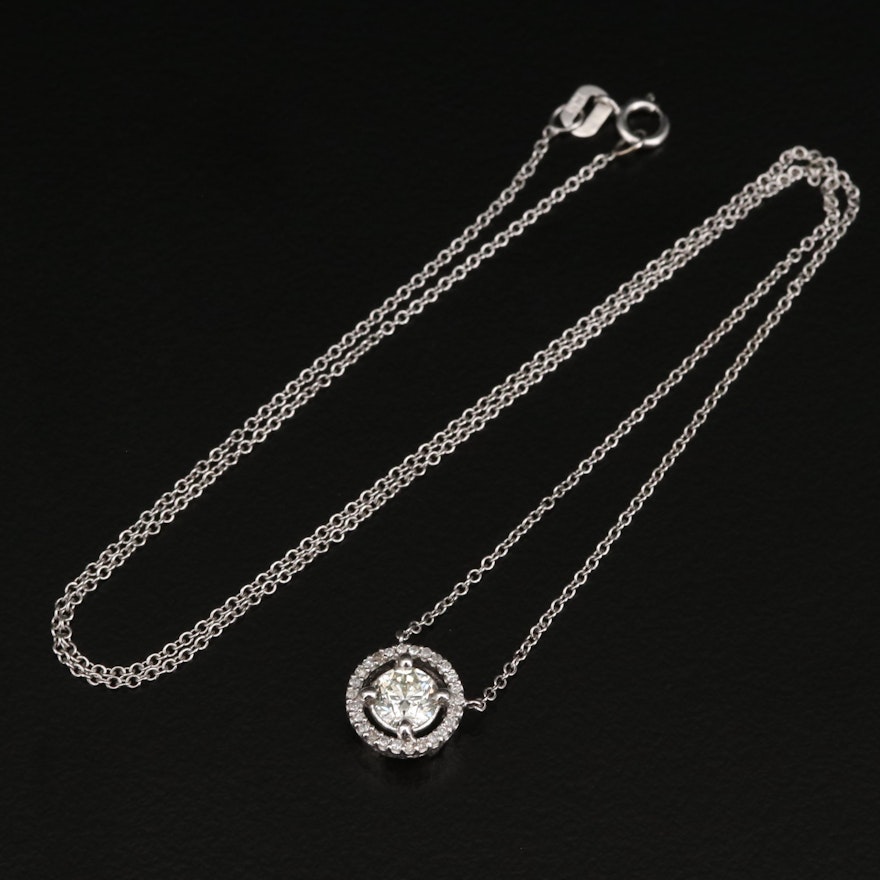 14K Diamond Halo Necklace