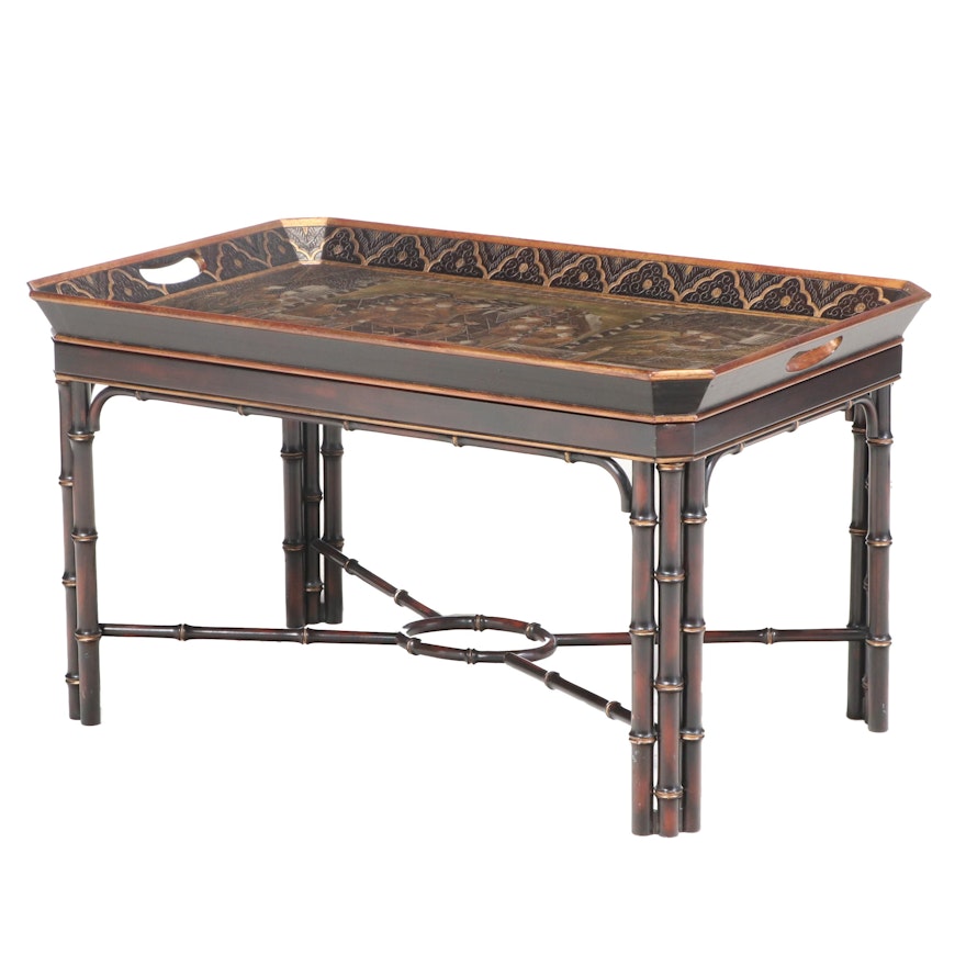 Painted, Parcel-Gilt, and Chinoiserie-Decorated Tray Top Coffee Table