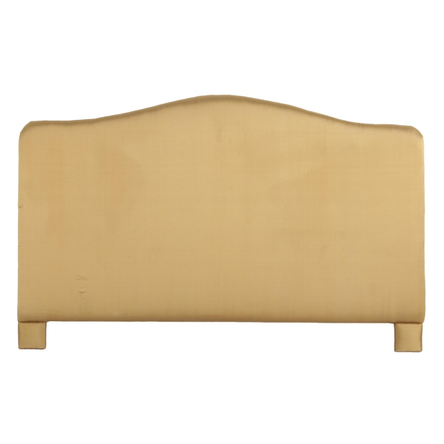 King Sized Gold Satin Upholstered Headboard, Late 20th Century