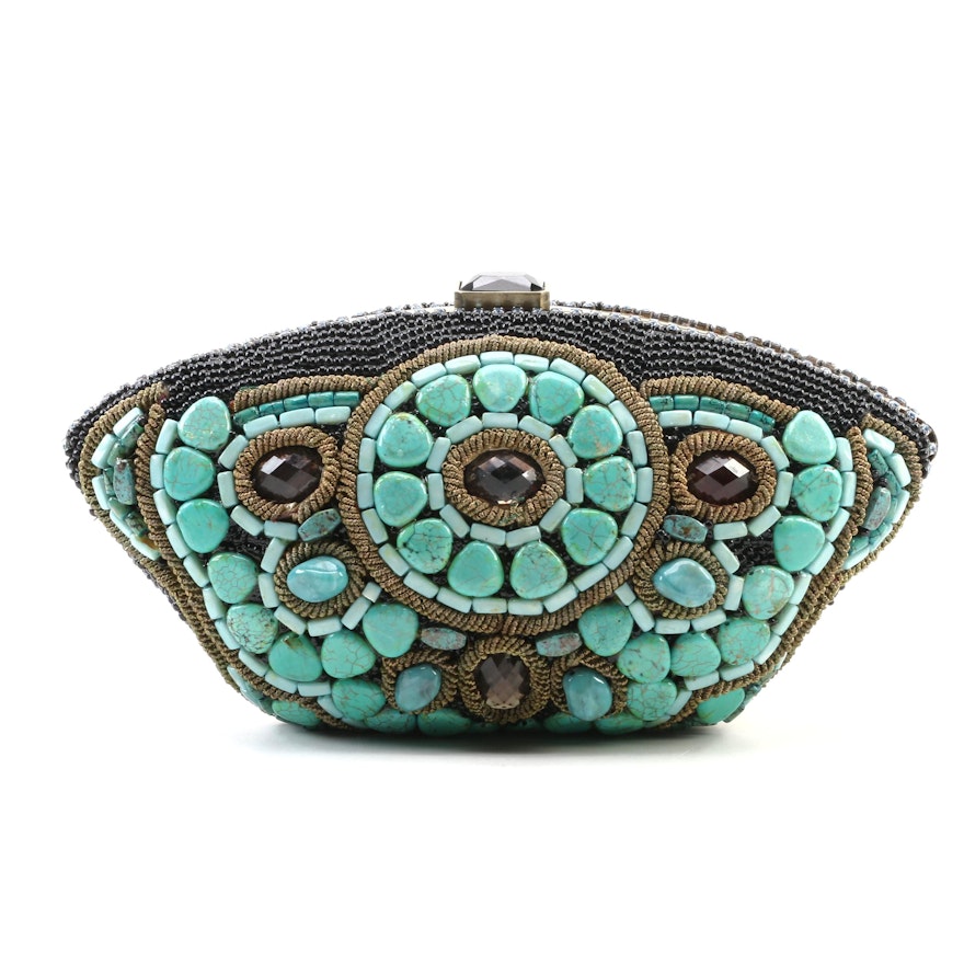 Mary Frances Bead Embellished Two-Way Evening Bag Clutch