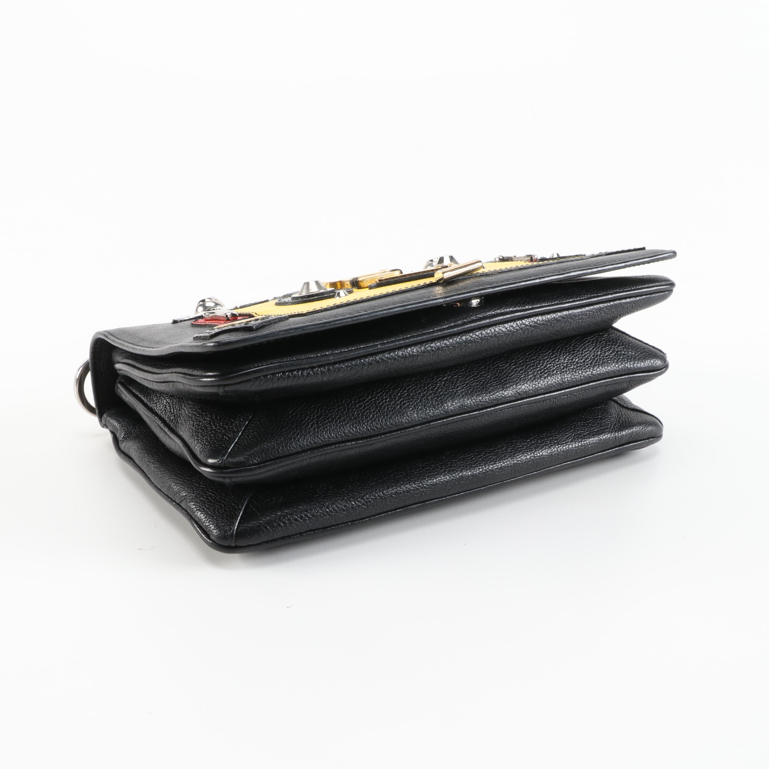 Prada Robot Flap Black Leather Shoulder Bag