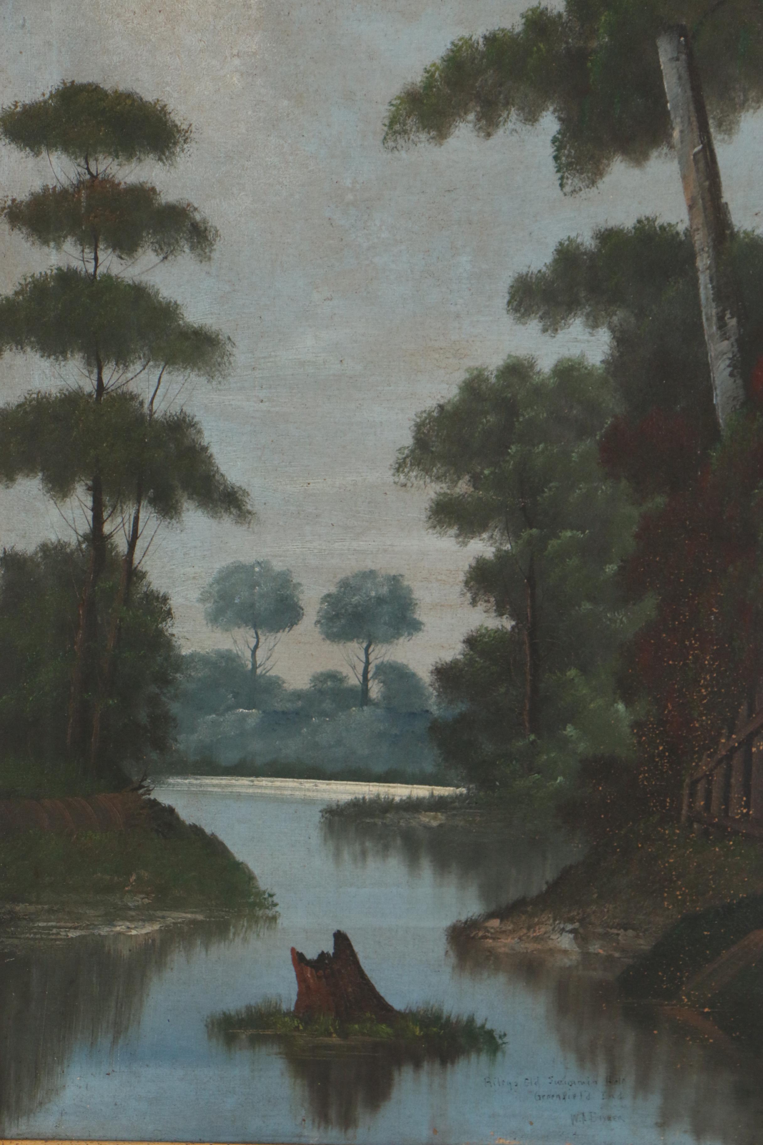 William A. Bixler Landscape Oil Painting "Rileys Old Swimming Hole"