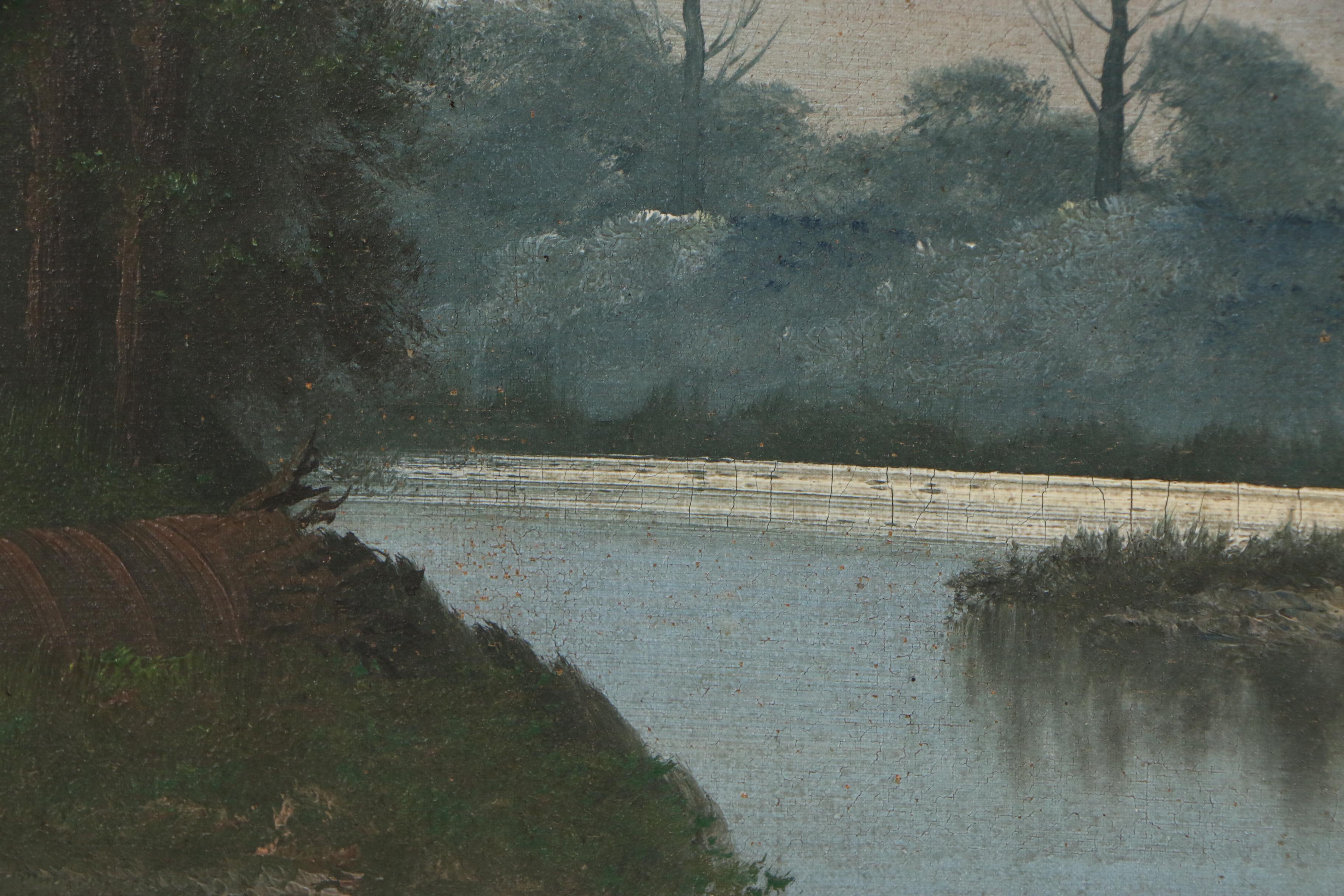 William A. Bixler Landscape Oil Painting "Rileys Old Swimming Hole"