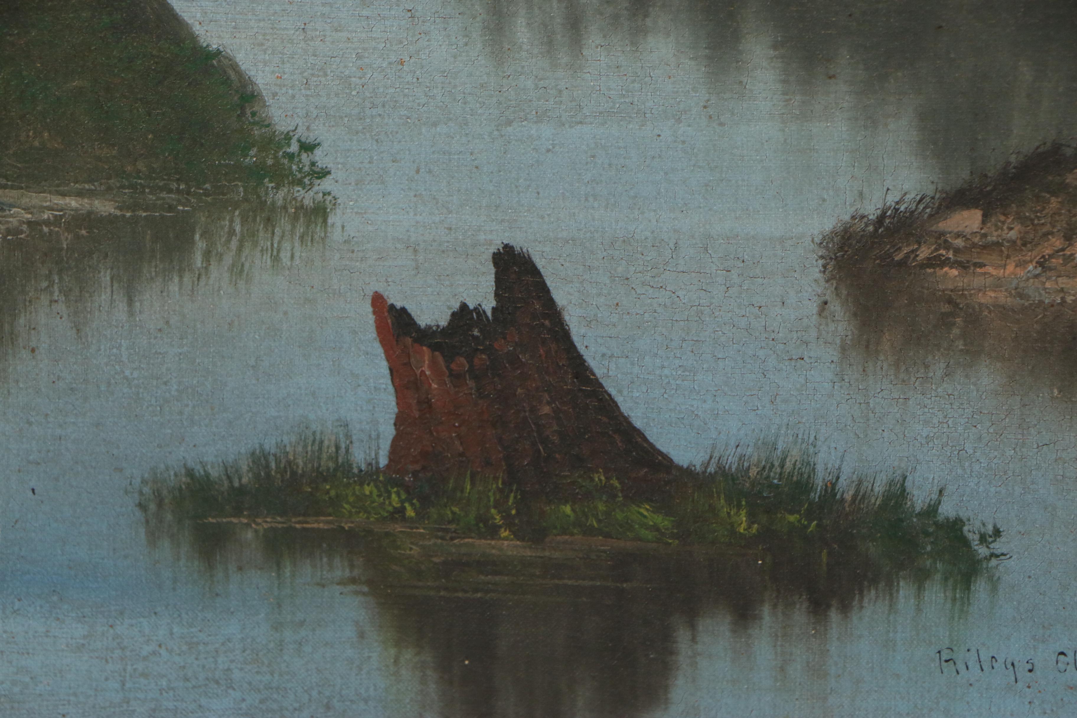 William A. Bixler Landscape Oil Painting "Rileys Old Swimming Hole"