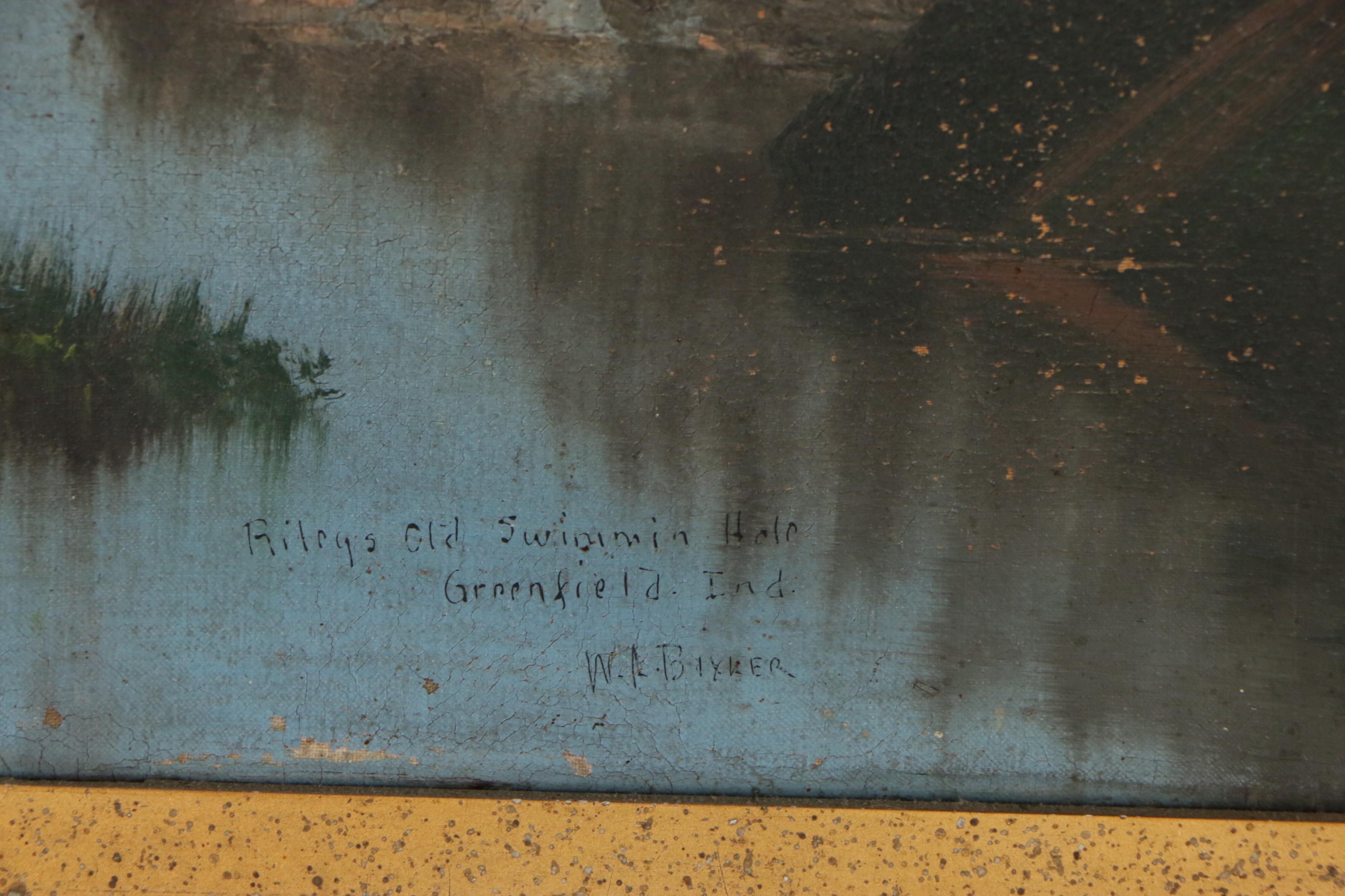 William A. Bixler Landscape Oil Painting "Rileys Old Swimming Hole"