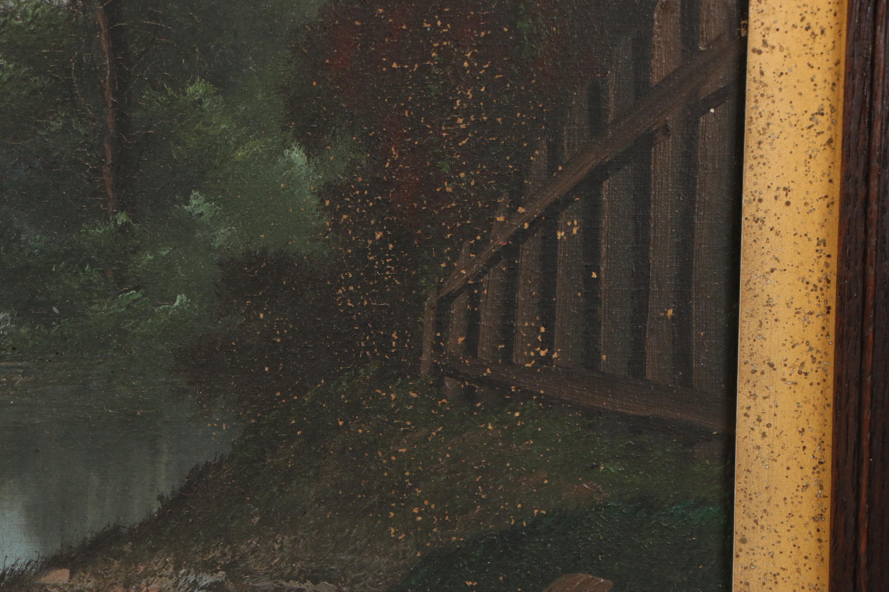 William A. Bixler Landscape Oil Painting "Rileys Old Swimming Hole"