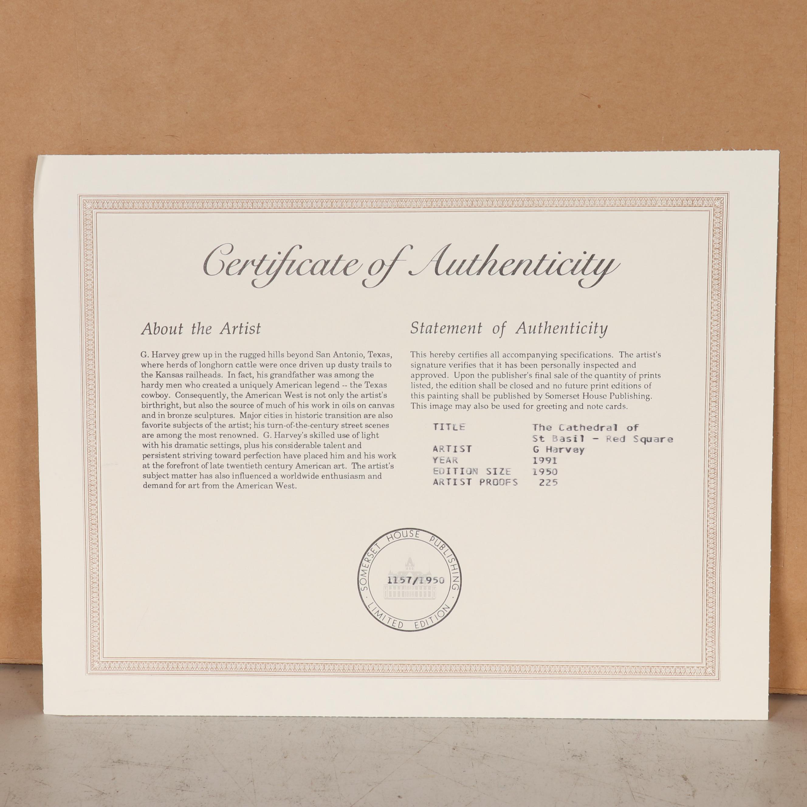 Gerald Harvey Offset Lithograph "The Cathedral of St. Basil - Red Square"