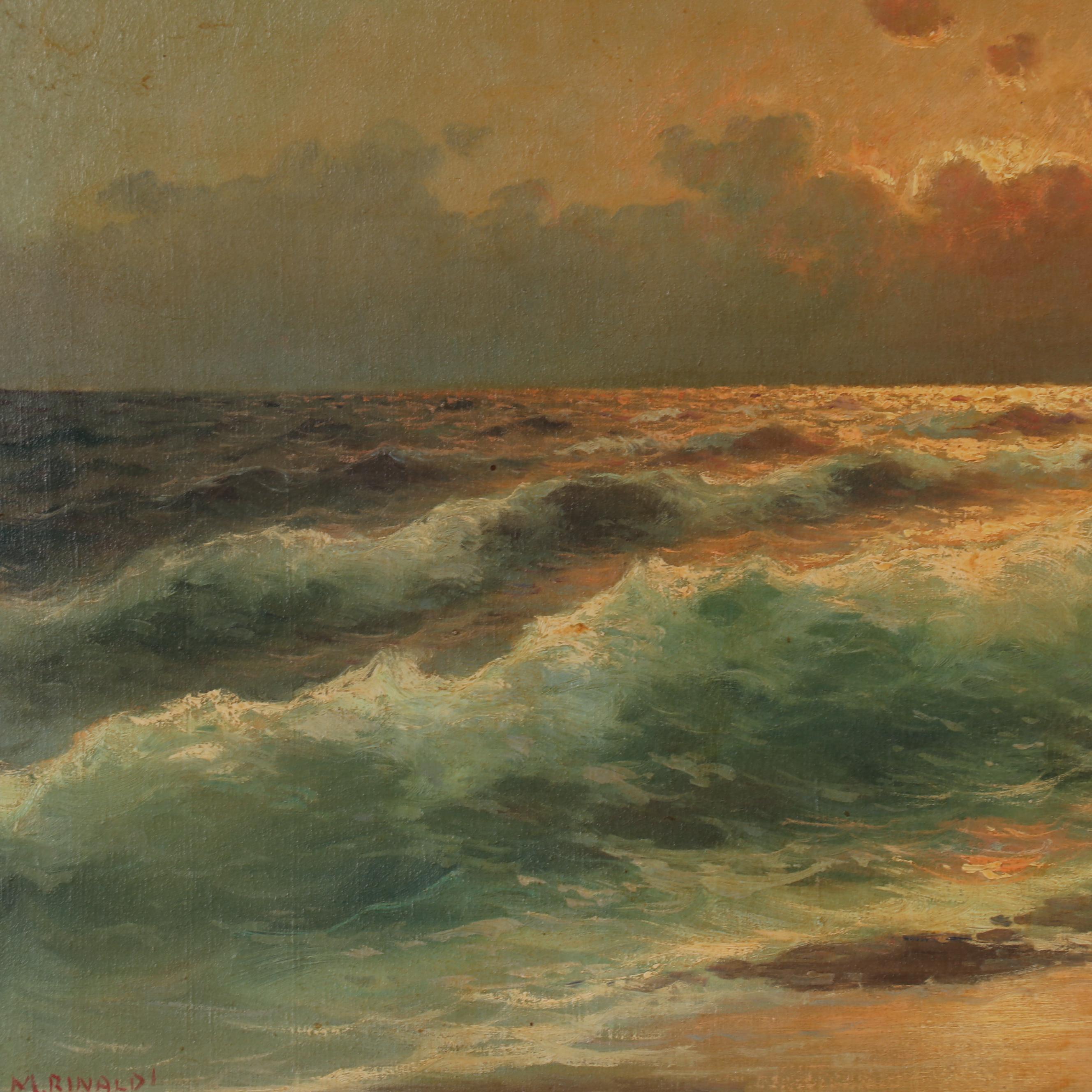 M. Rinaldi Seascape Oil Painting, 20th Century