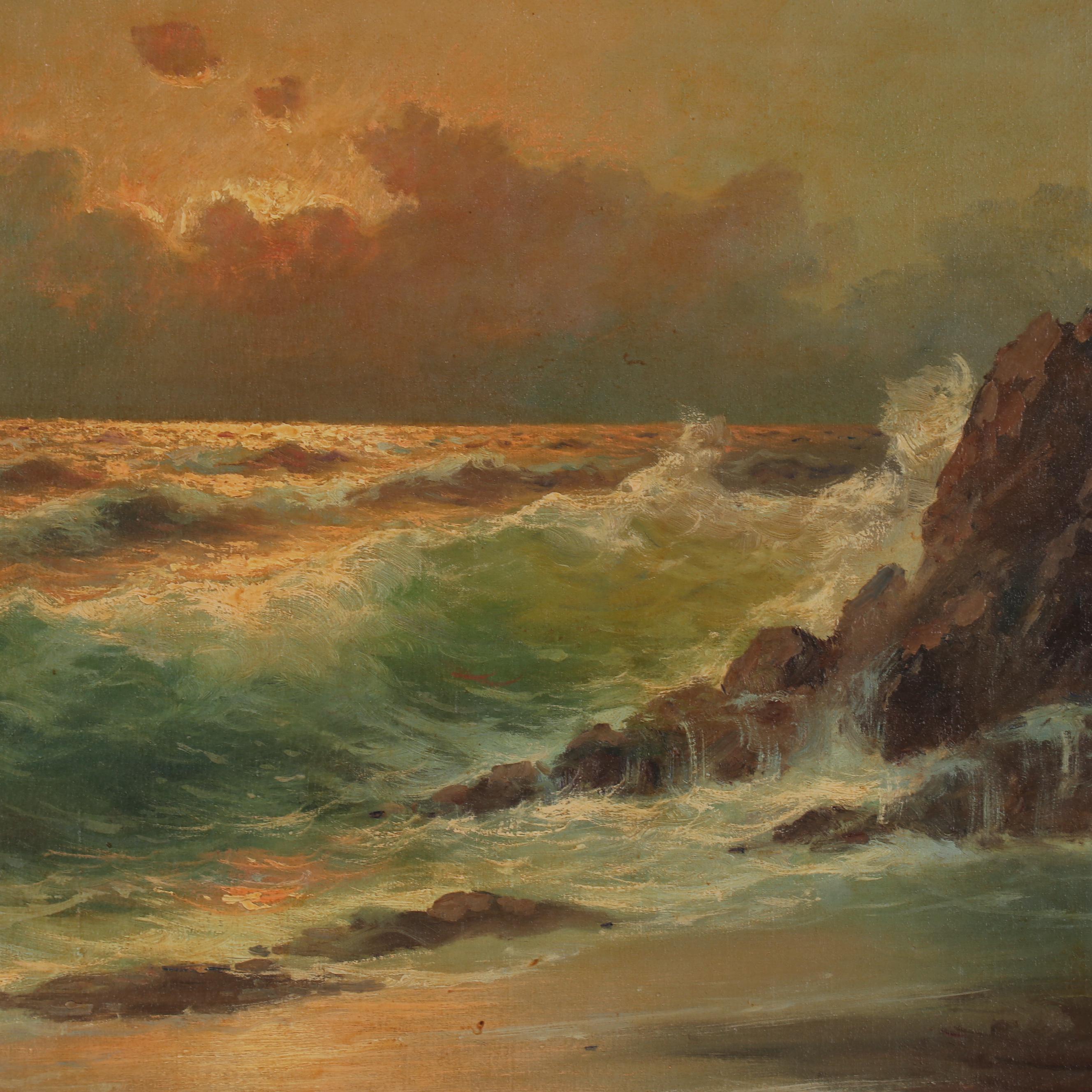 M. Rinaldi Seascape Oil Painting, 20th Century