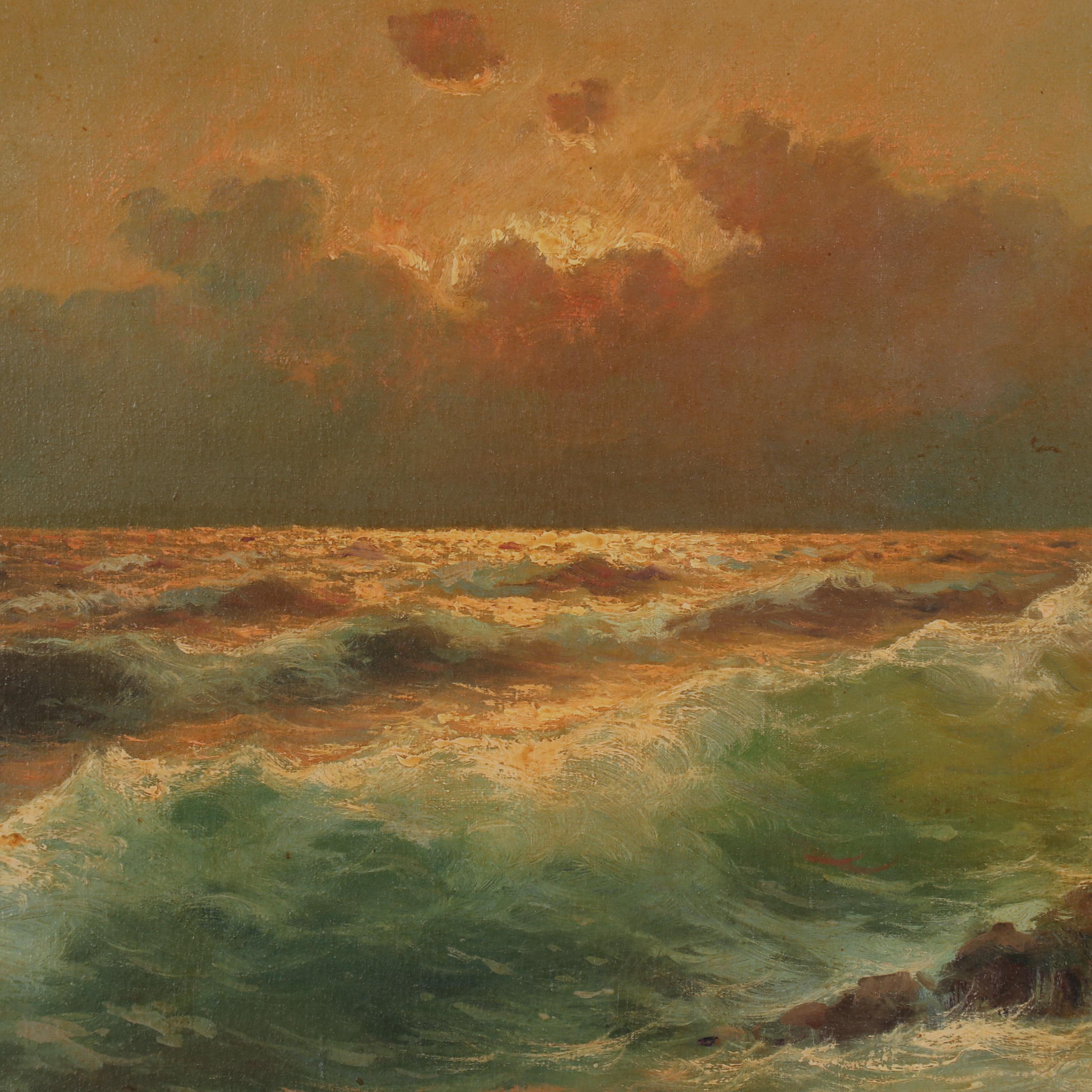 M. Rinaldi Seascape Oil Painting, 20th Century