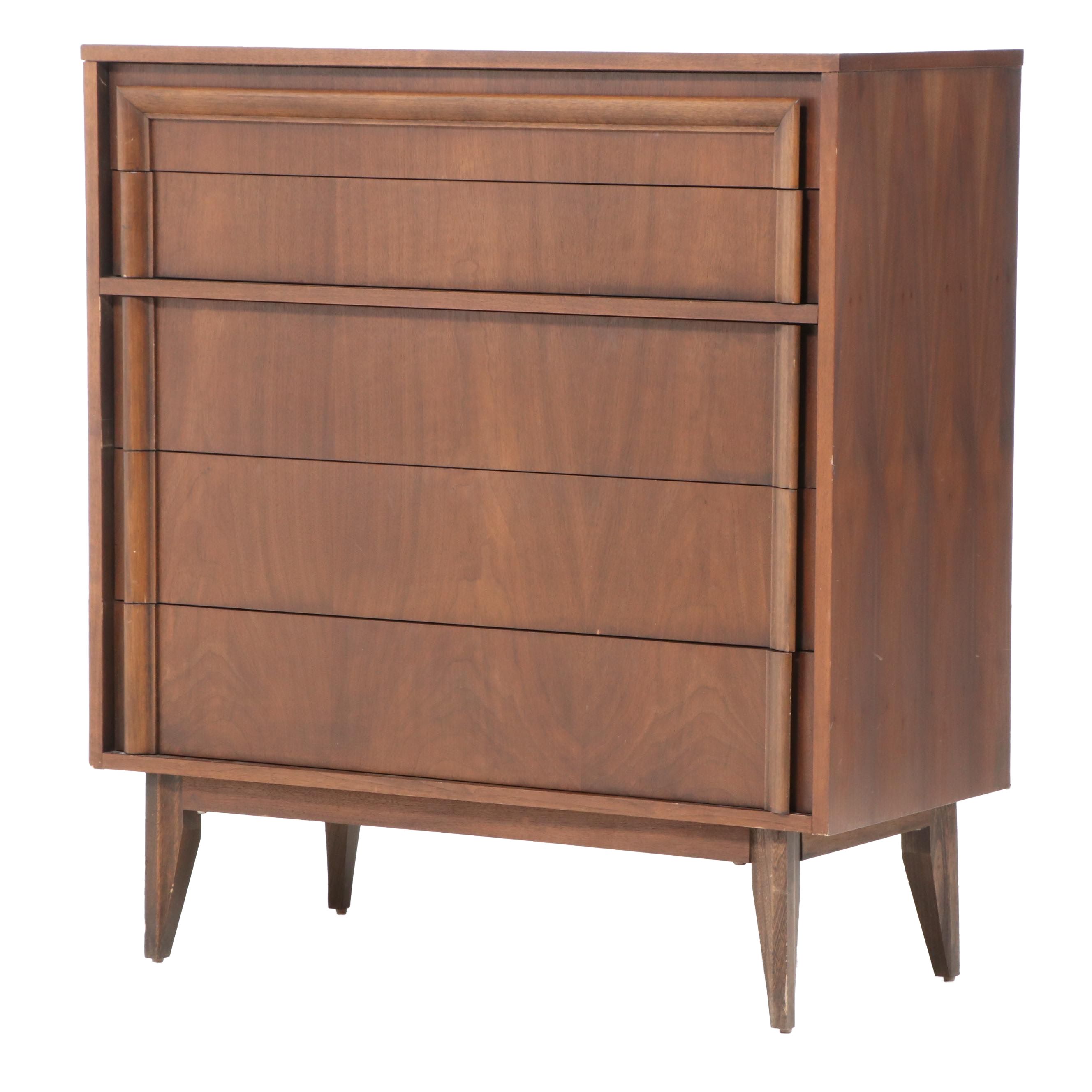 Basic-Witz Mid Century Modern Walnut Chest of Drawers
