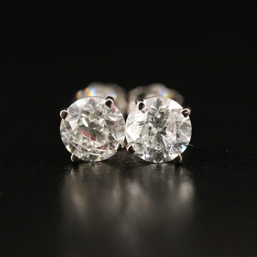 14K 2.03 CTW Diamond Stud Earrings with GIA Report