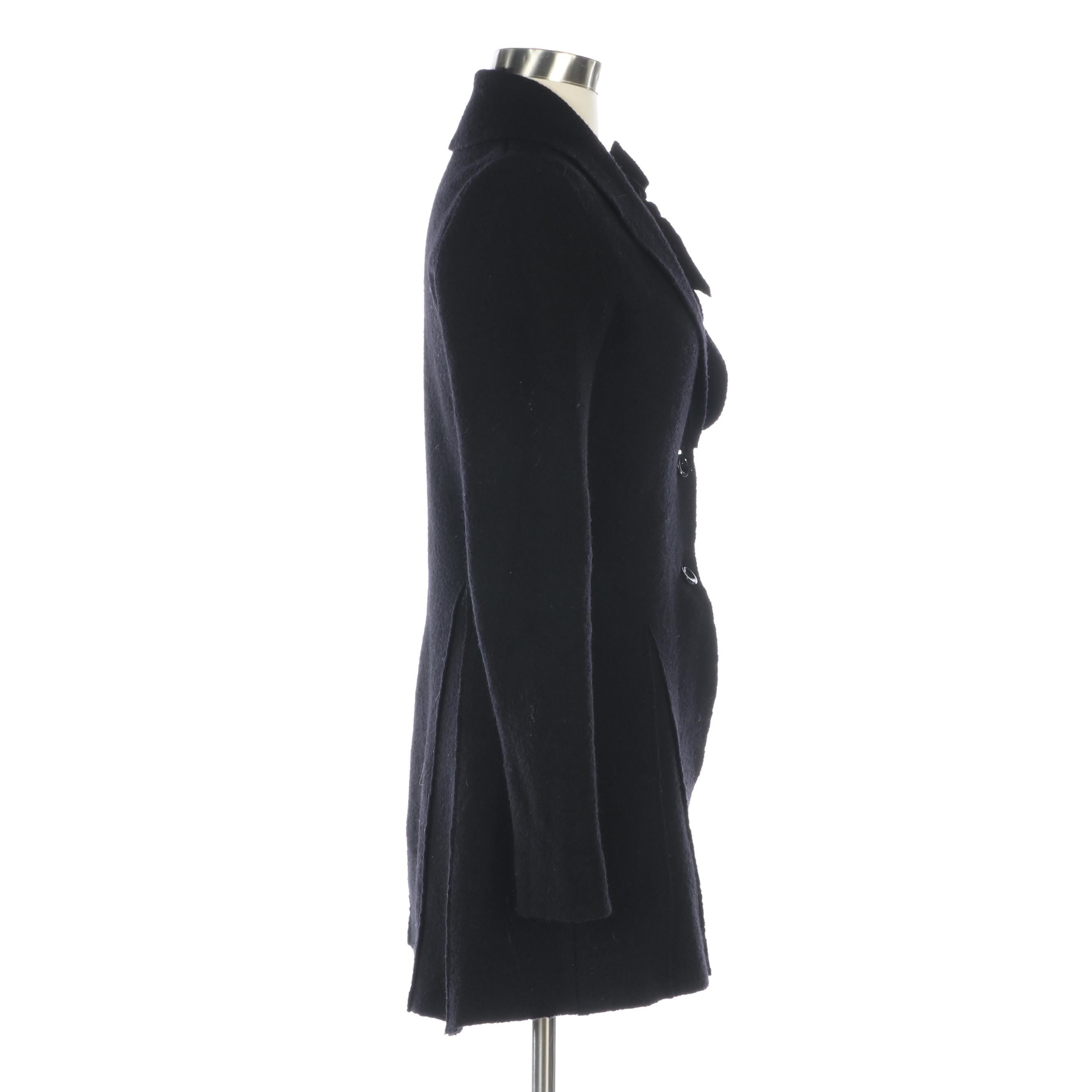 Phard Jeans and Eva Tralala Paris Black Microfiber and Wool Button-Front Coats