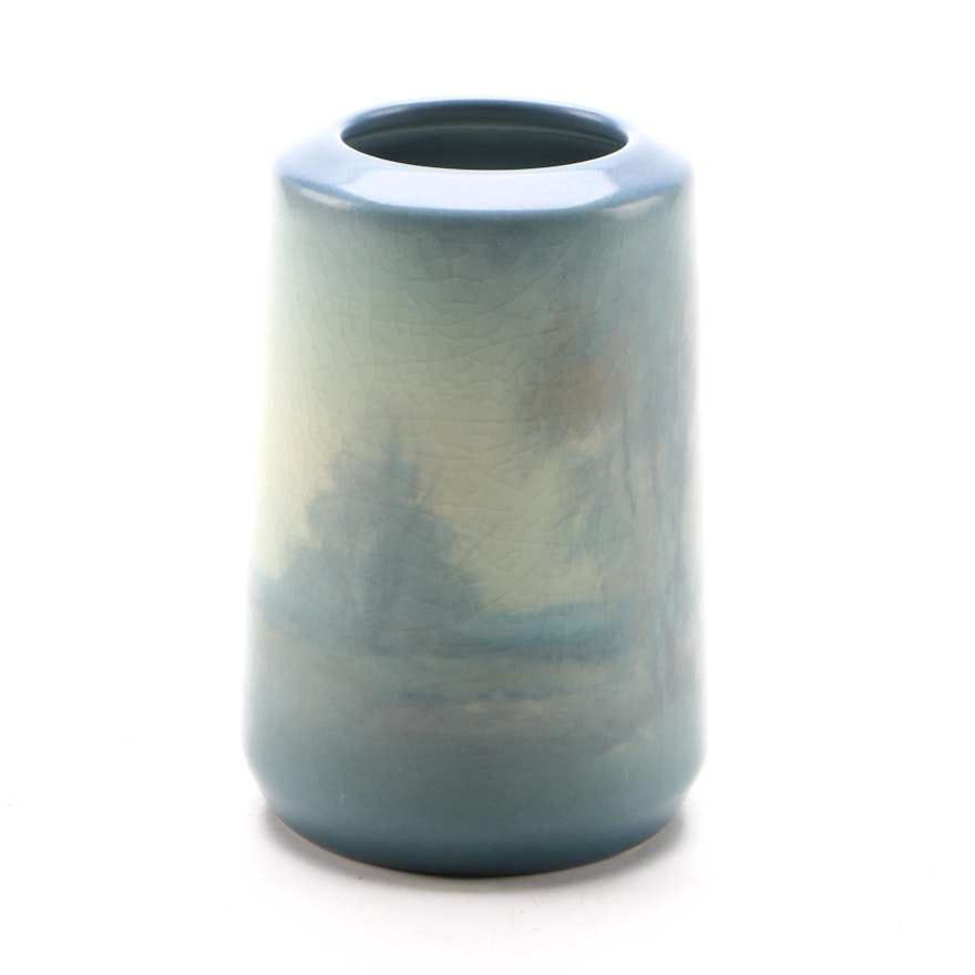 George Edward Diers Rookwood Pottery Scenic Vellum Vase, 1921