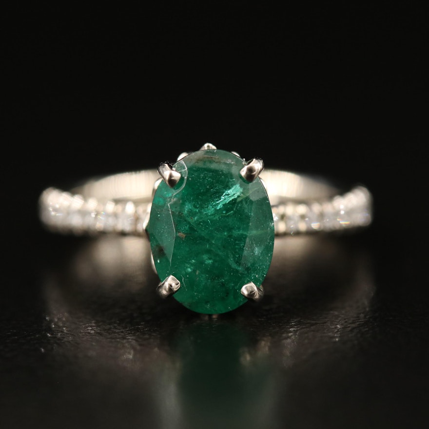 14K 2.11 CT Emerald and Diamond Ring with GIA Report