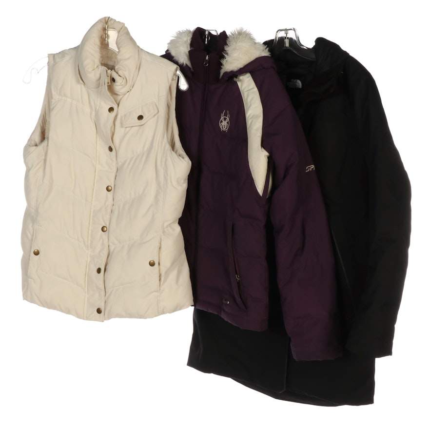The North Face and Spyder Puffer Jackets with Banana Republic Vest