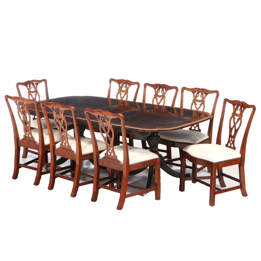 Stickley Classical Style Mahogany Dining Table with Maitland-Smith Chairs