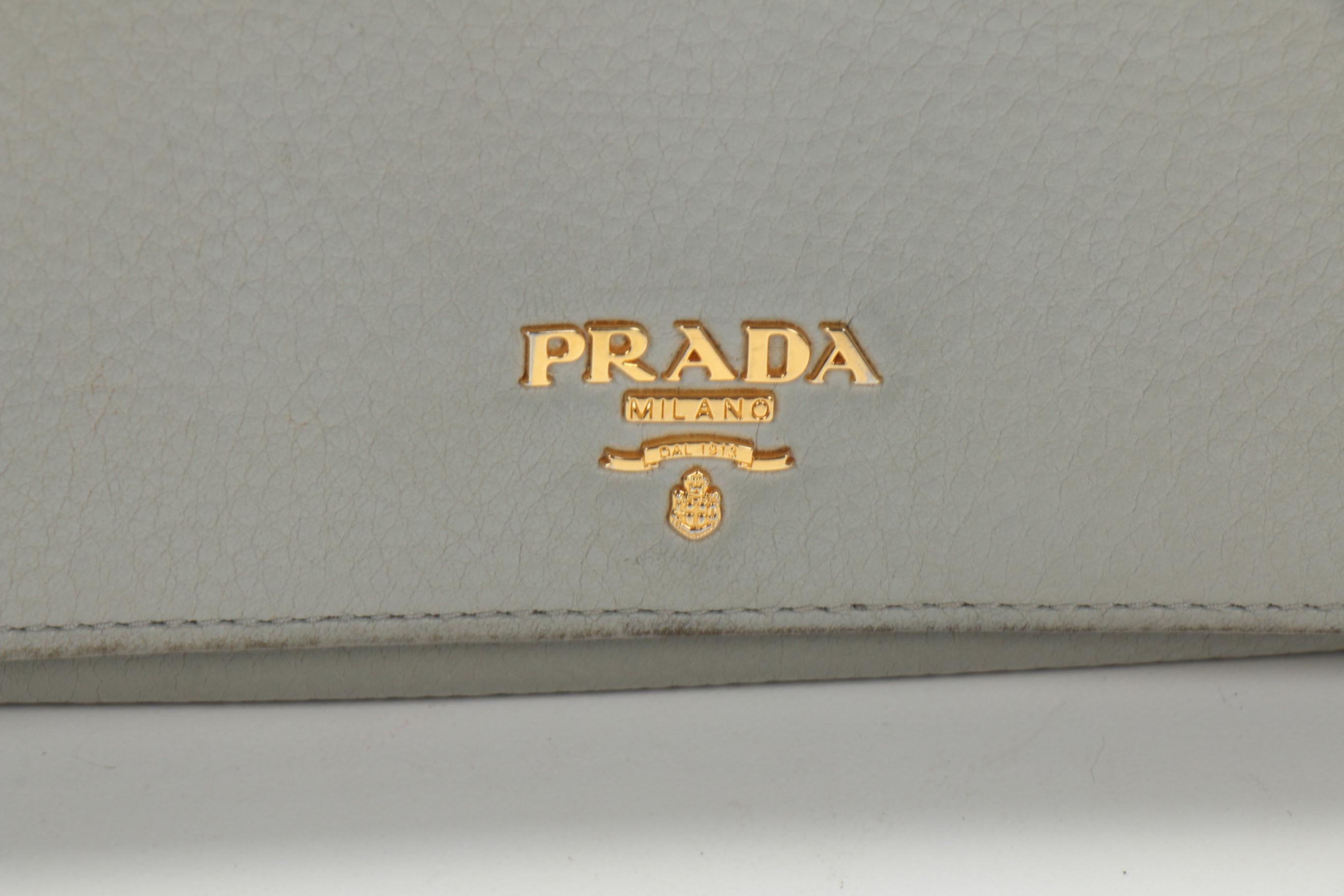 Prada Grey Pebbled Leather Long Wallet