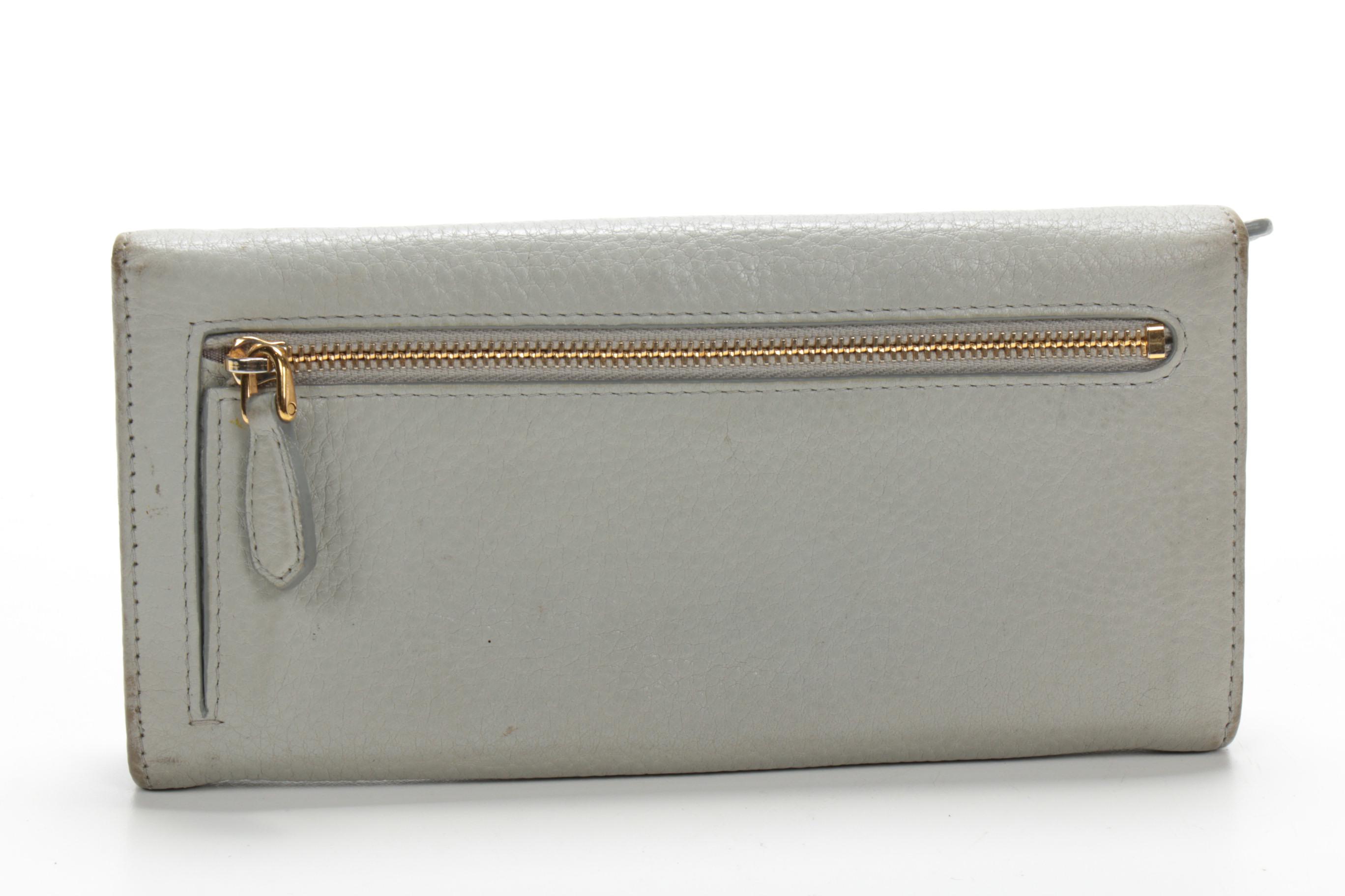 Prada Grey Pebbled Leather Long Wallet