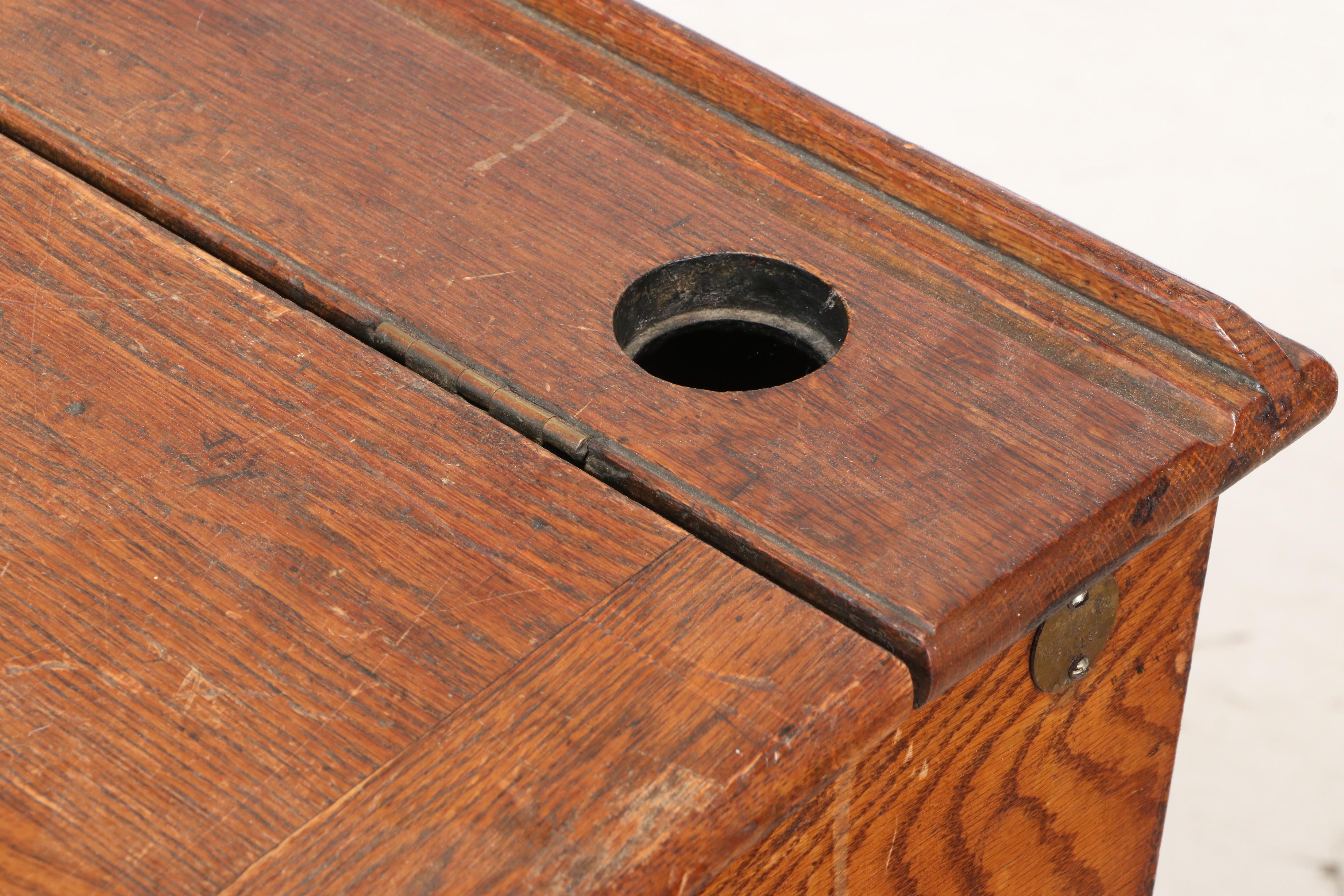 Heywood "Eclipse" Oak & Iron Lift-Lid School Desk, Late 19th/Early 20th Century