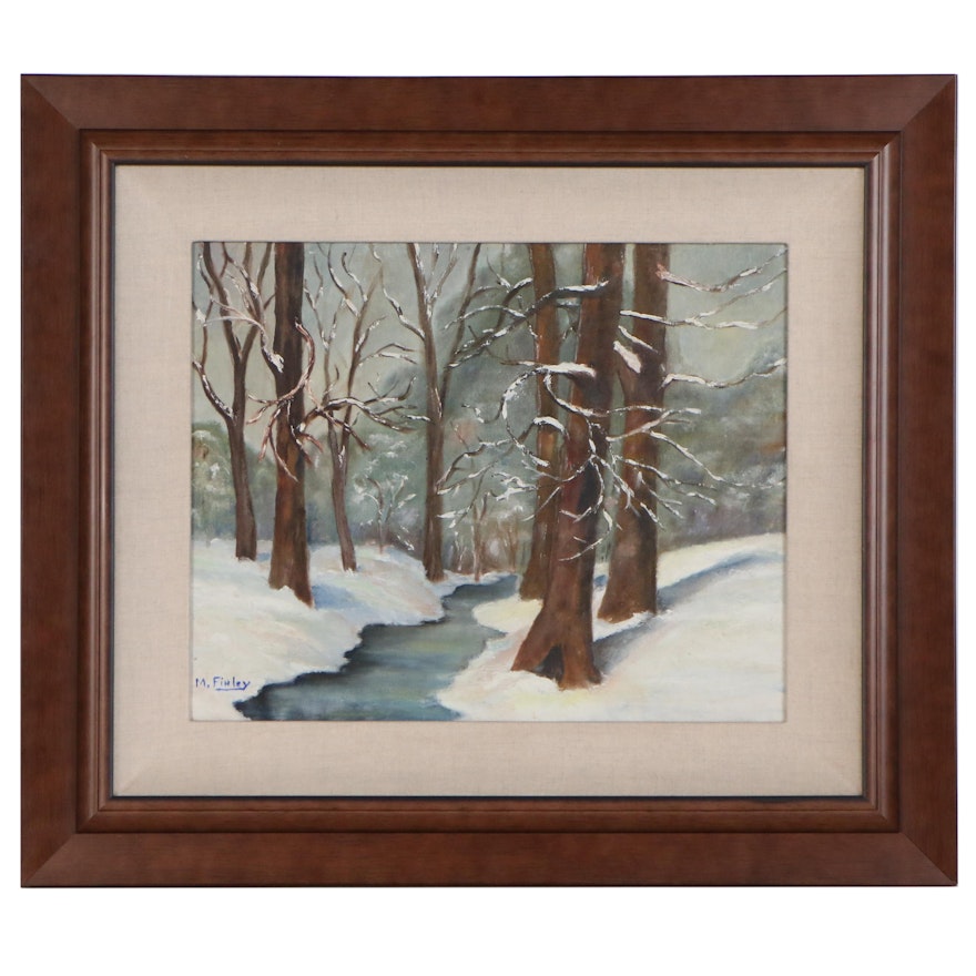 Winter Forest Interior Oil Painting, Late 20th to Early 21st Century