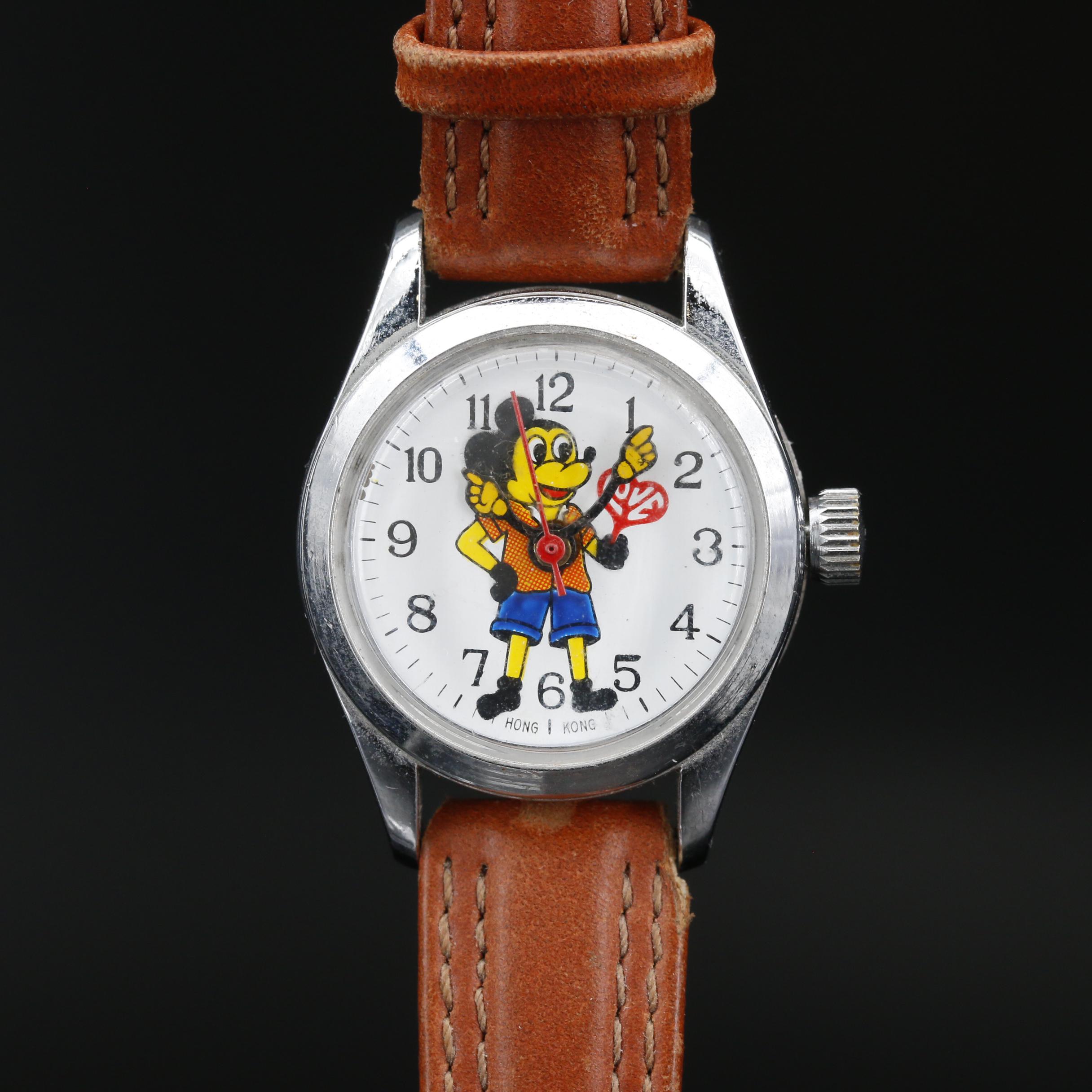Remex "Hippie Mickey" Stem Wind Mickey Mouse Watch, Circa 1970