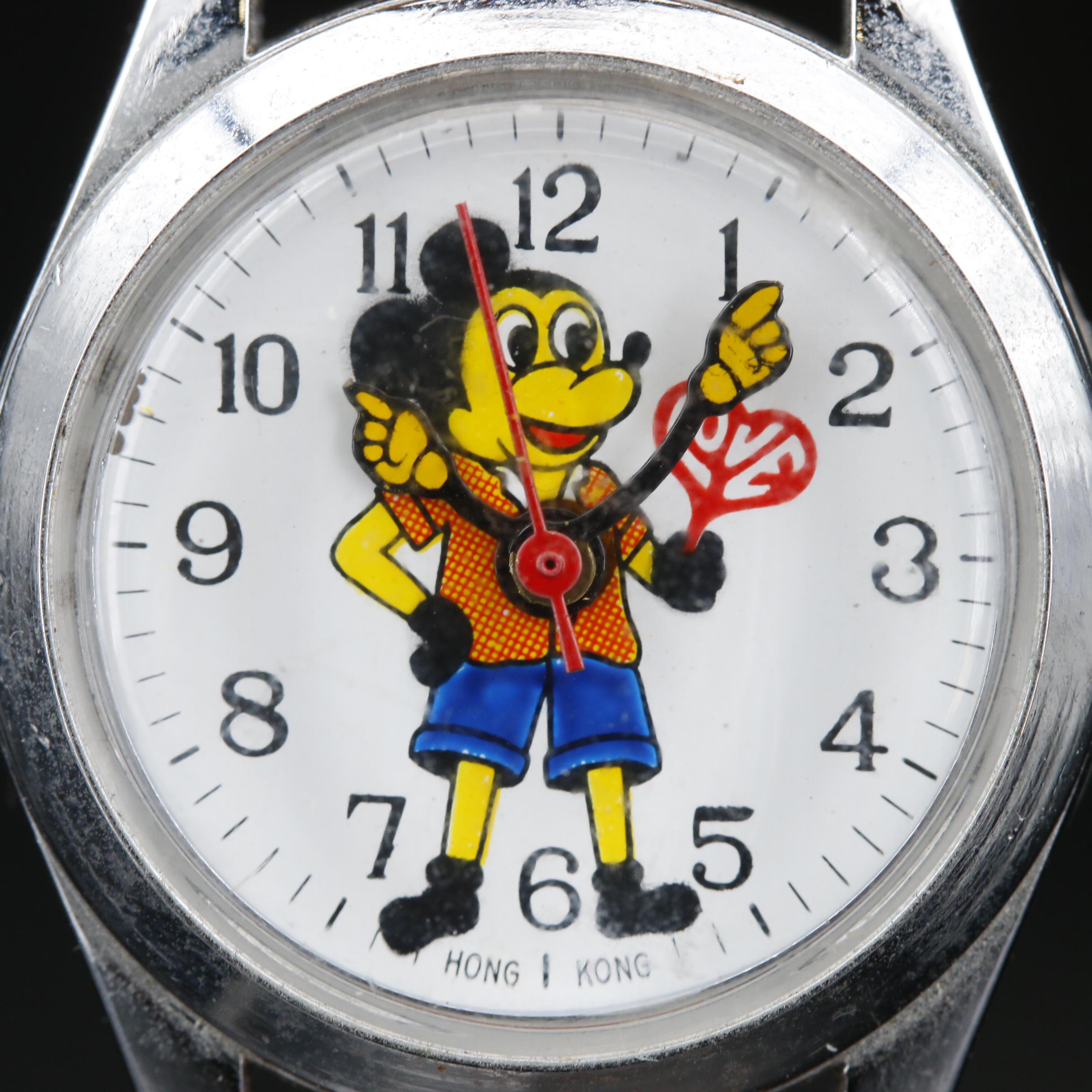 Remex "Hippie Mickey" Stem Wind Mickey Mouse Watch, Circa 1970
