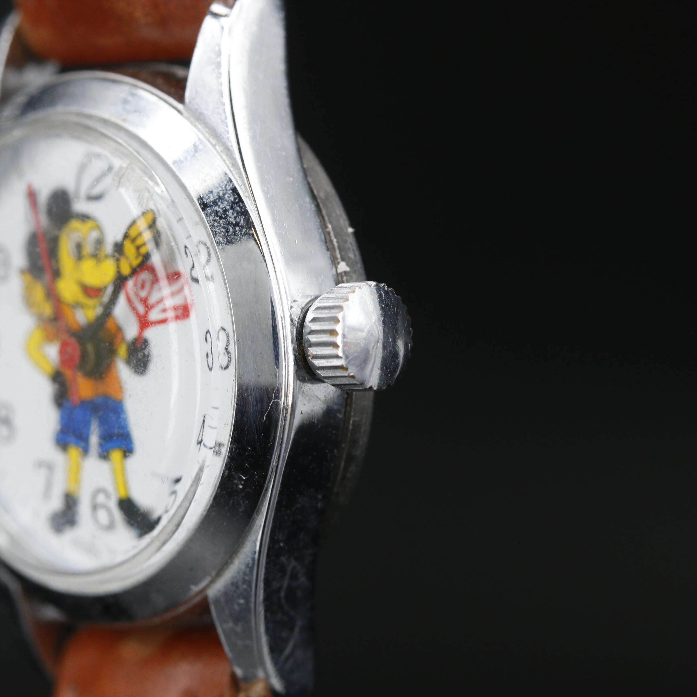 Remex "Hippie Mickey" Stem Wind Mickey Mouse Watch, Circa 1970
