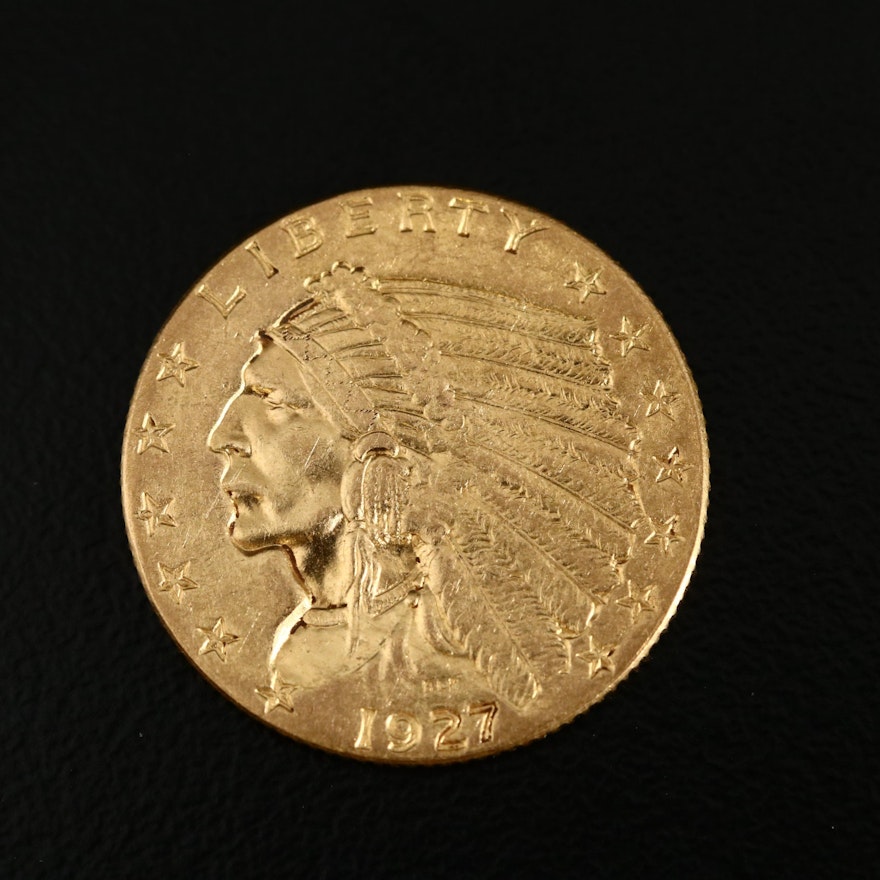 1927 Indian Head $2.50 Gold Quarter Eagle Coin