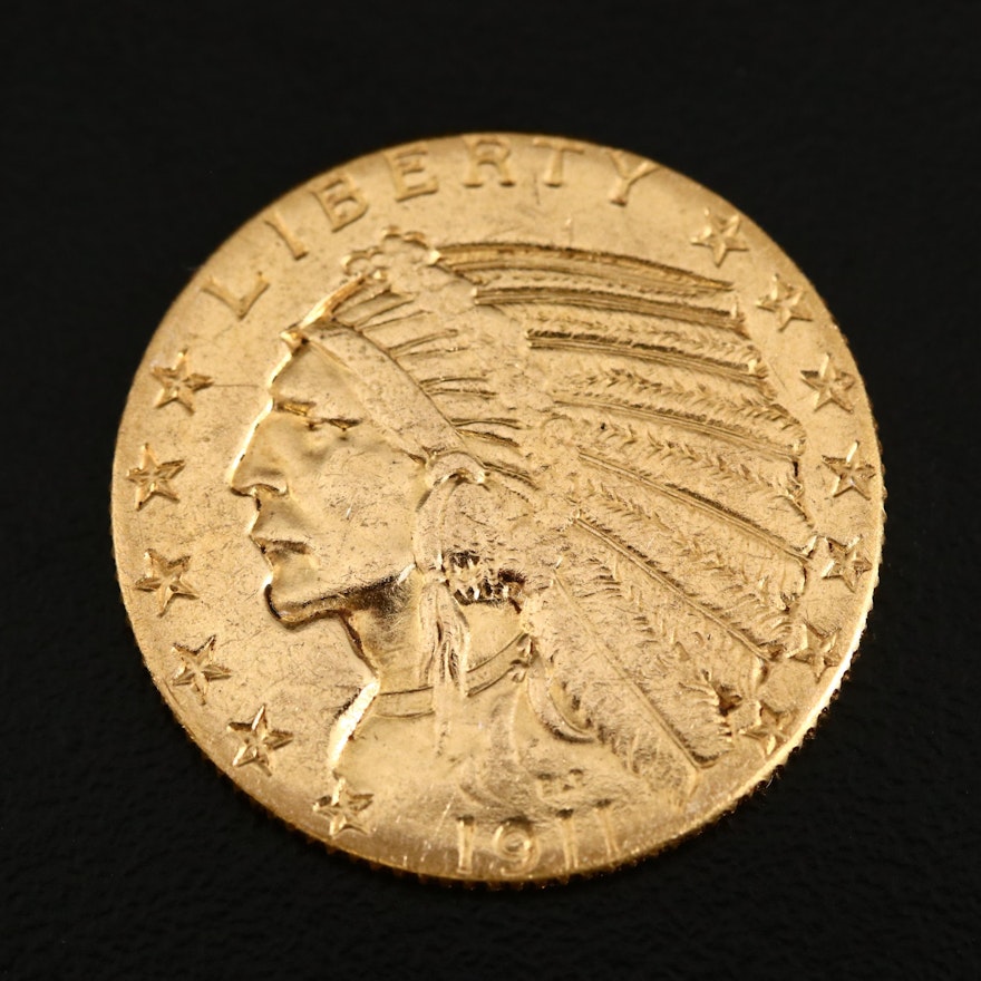 1911 Indian Head $5 Gold Half Eagle Coin