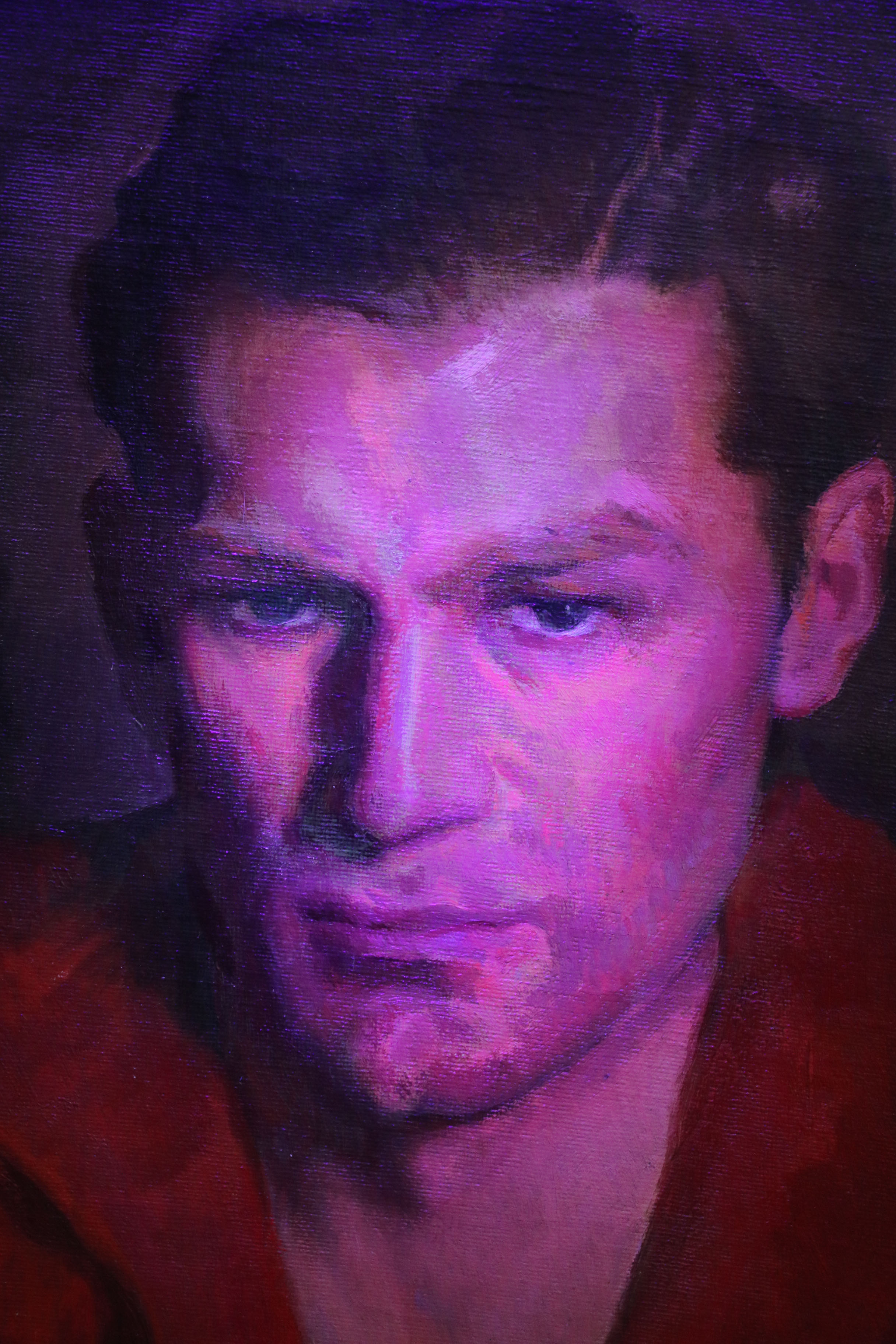 Richard B. Coe Oil Portrait of Man in Red Jacket