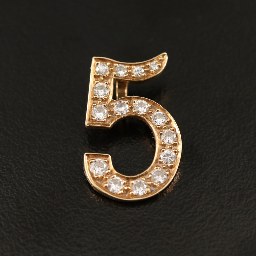 14K Diamond "5" Slide Pendant