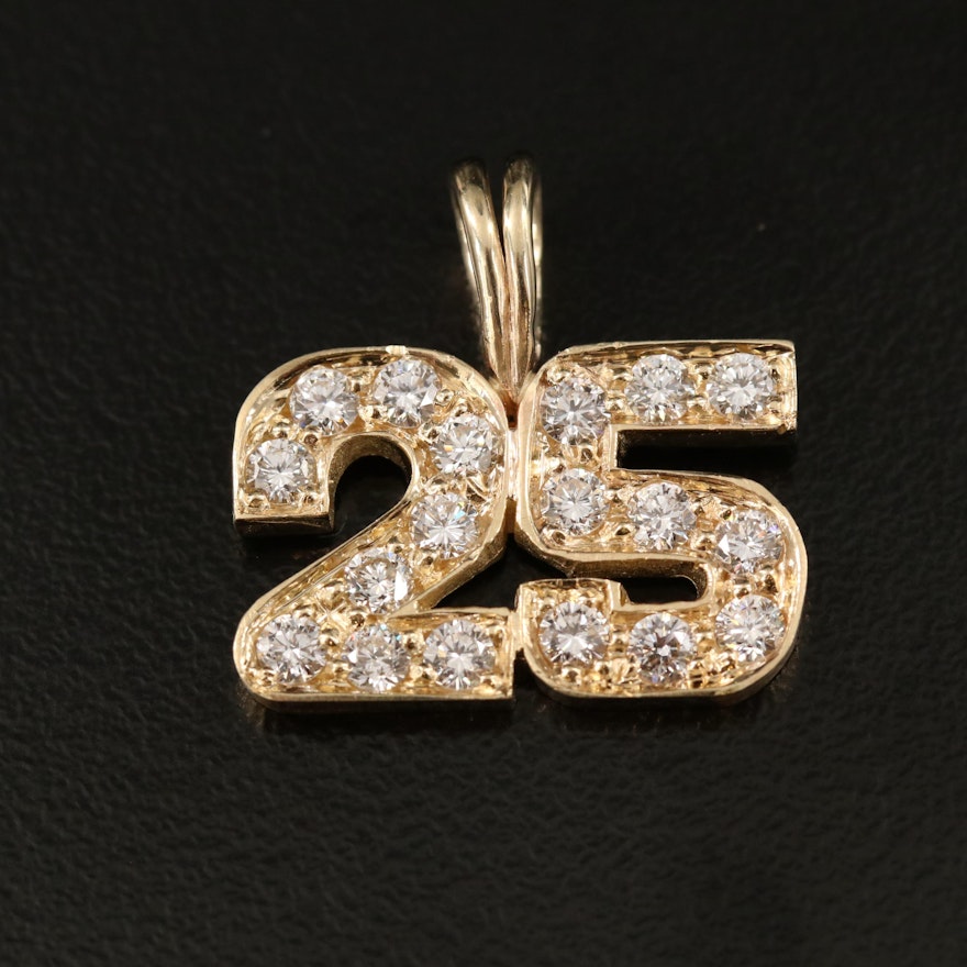 14K Diamond "25" Pendant