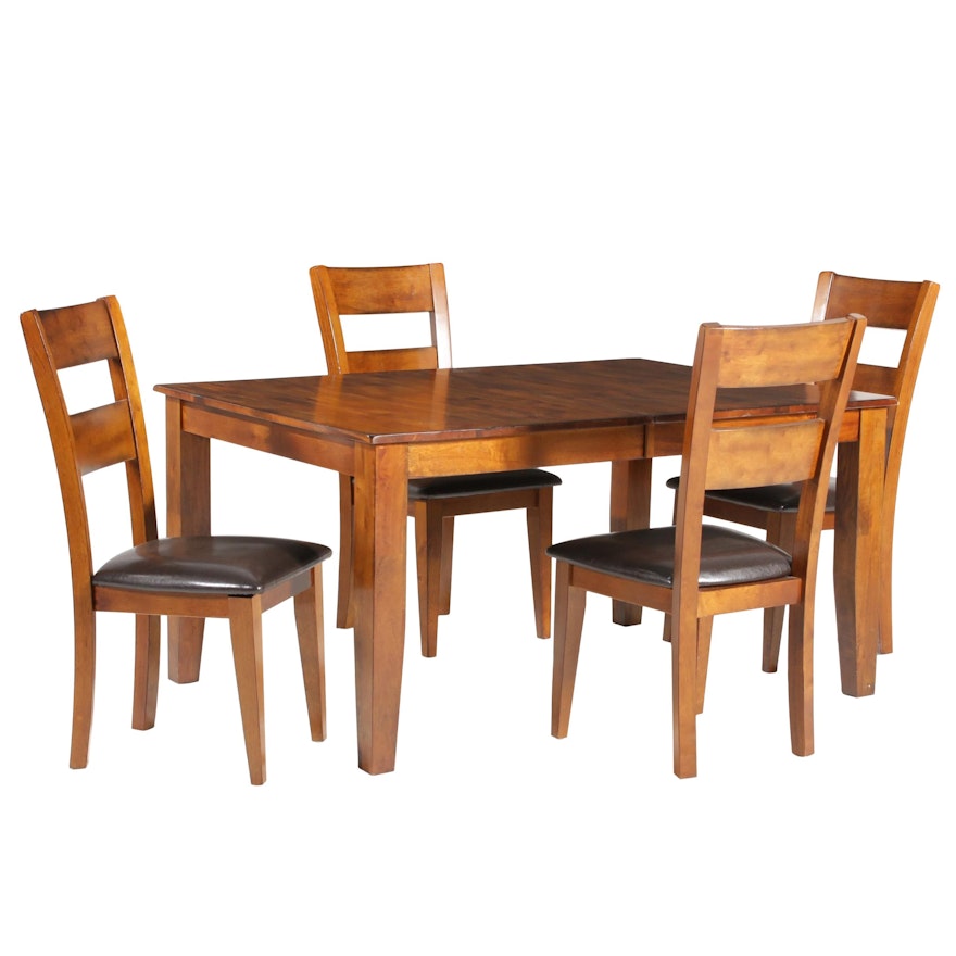 Contemporary Hardwood Dining Table and Chairs