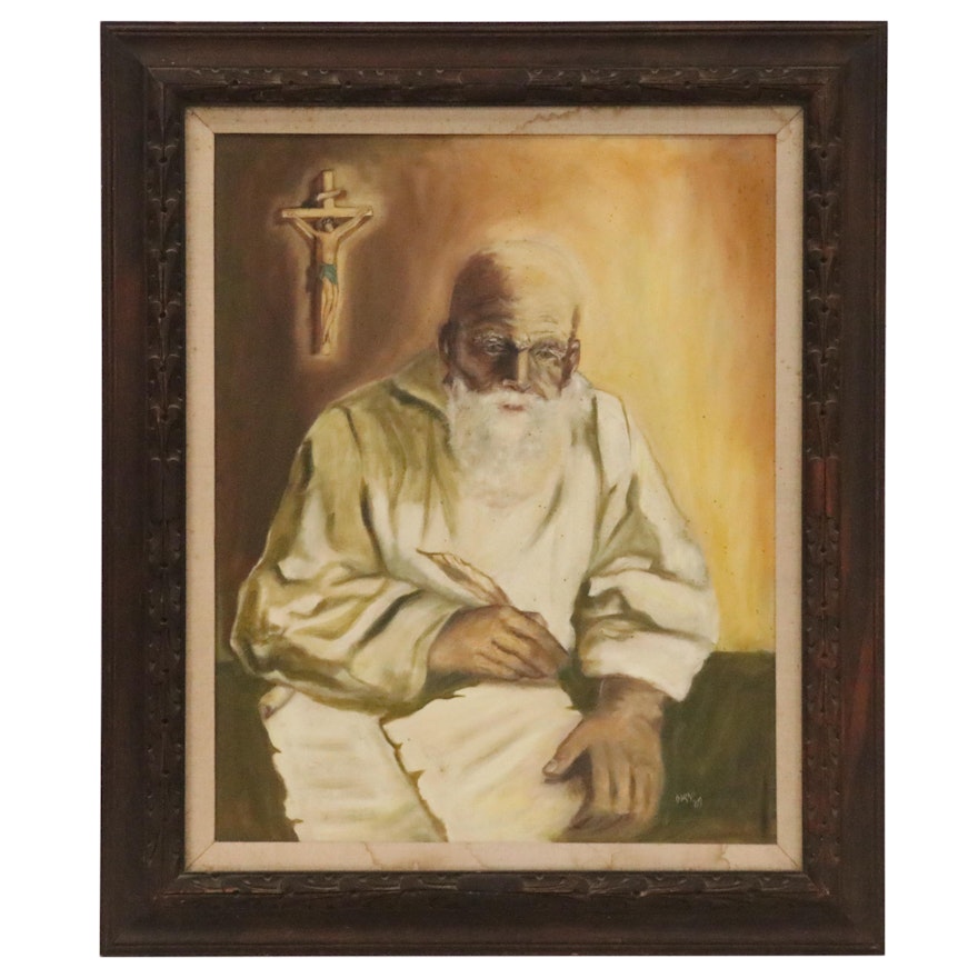 Portrait Oil Painting of Religious Figure, 1969