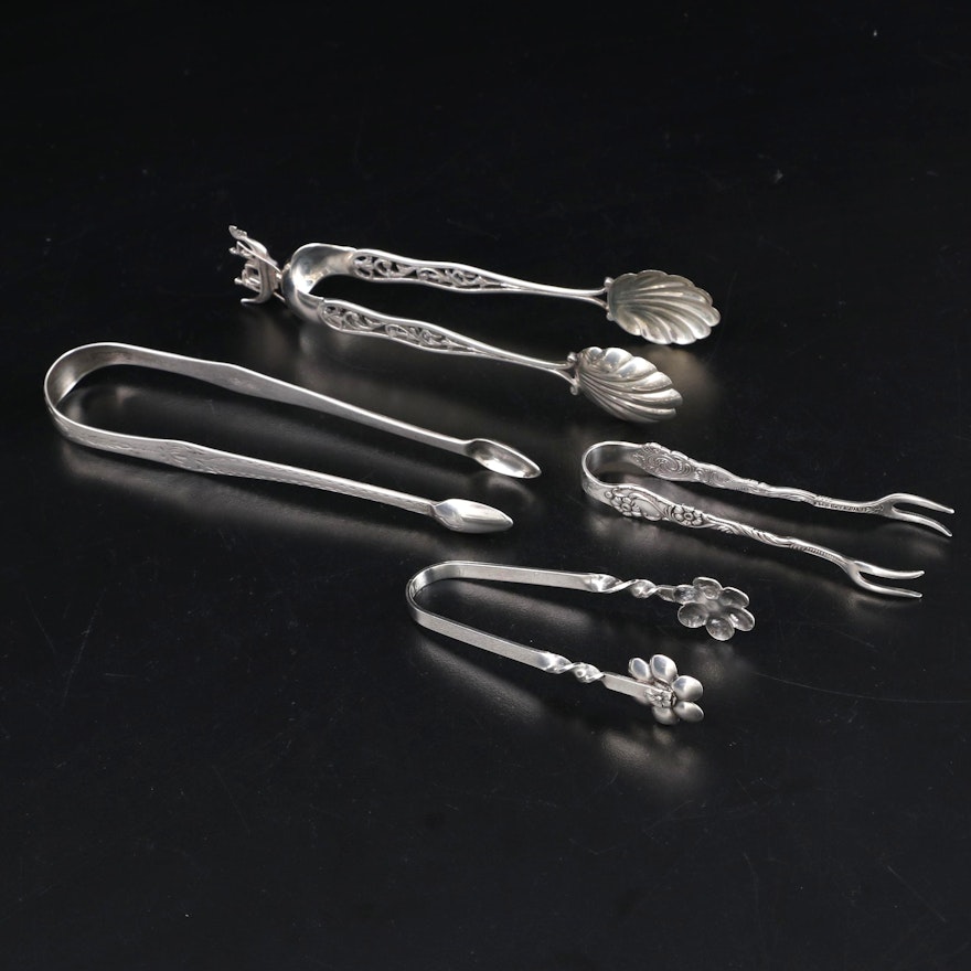 18th Century John Robertson I Sterling and Other Sugar Tongs