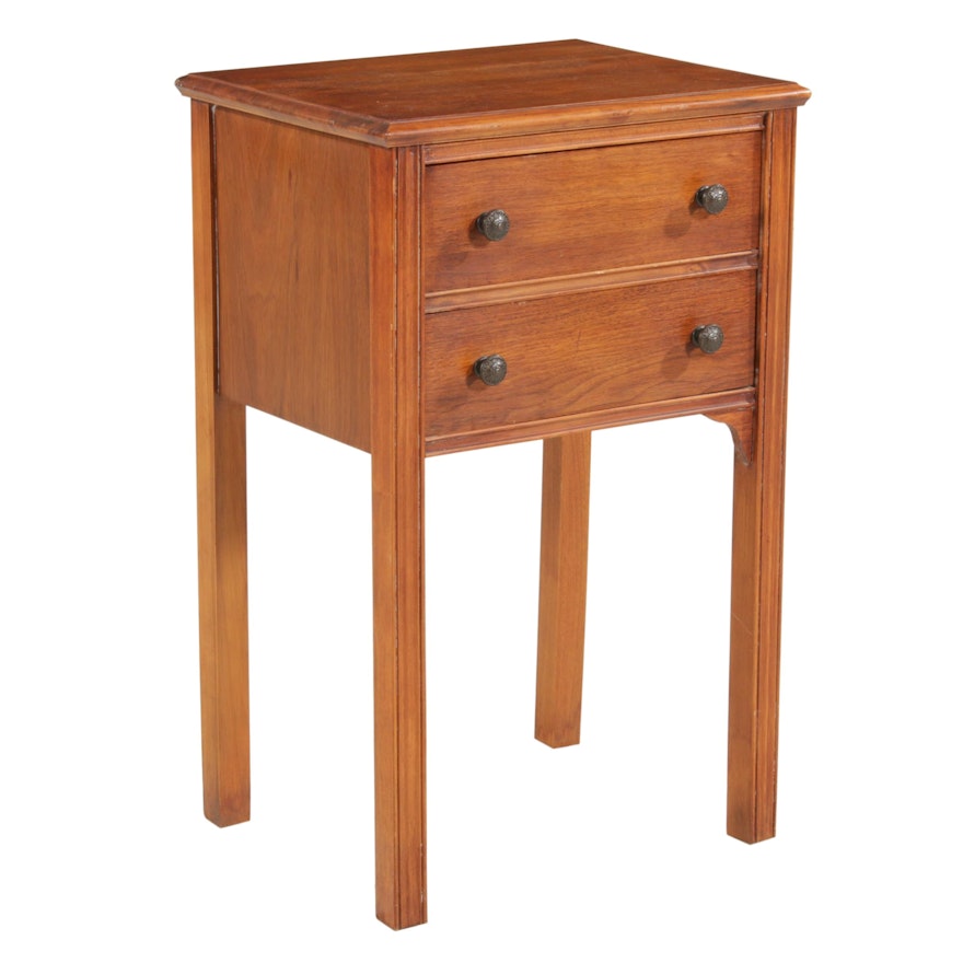 Walnut Two Drawer Stand, Late 20th Century