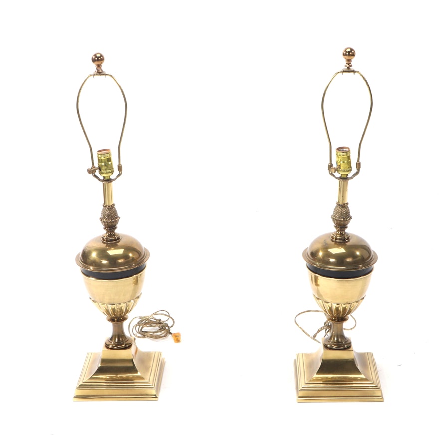 Pair of Ingrid Brass Lamps with Pleated Shades