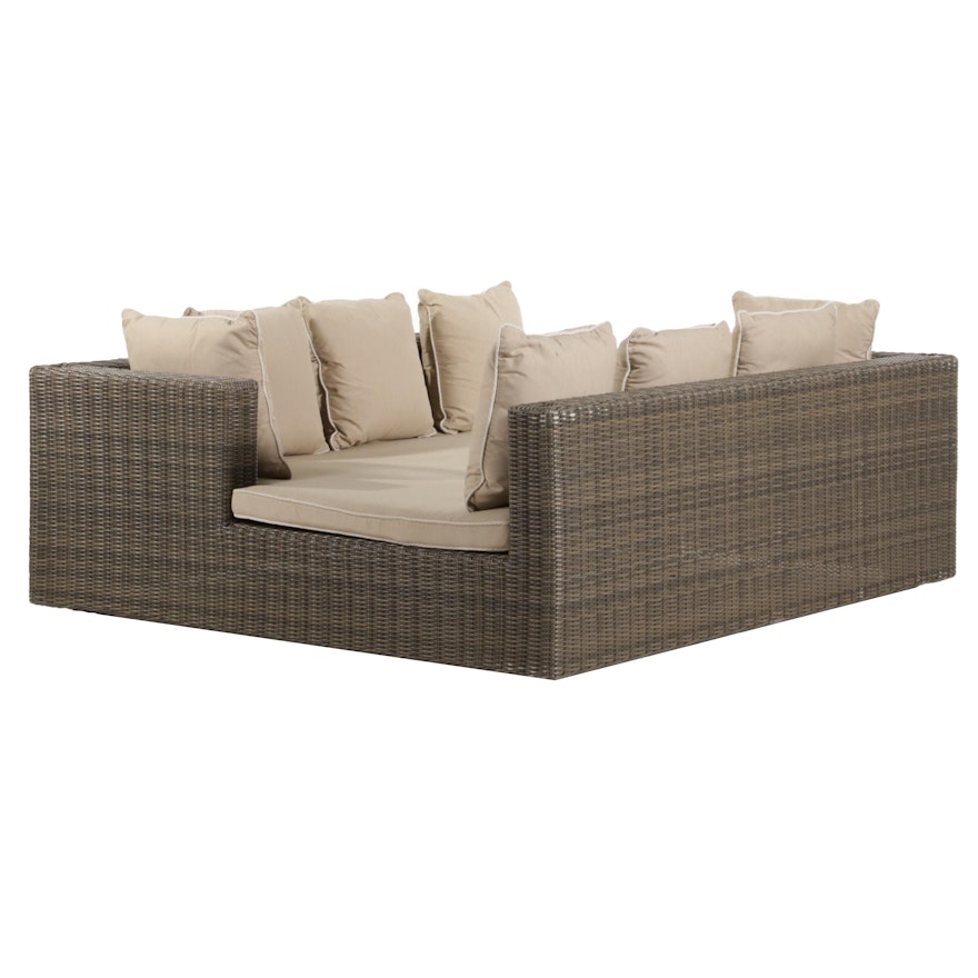 Frontgate All Weather Wicker Face-to-Face Double Chaise Lounge, 21st C