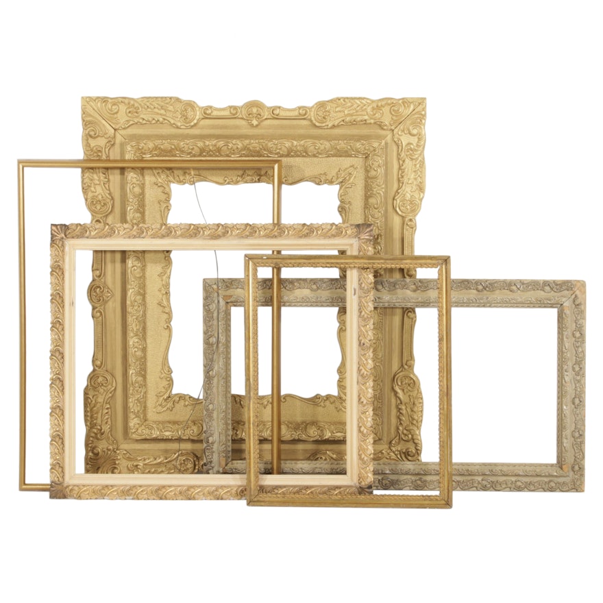 Gilt Wood and Gessoed Picture Frames, Late 19th to Mid 20th Century