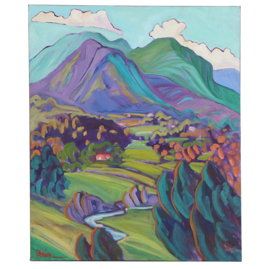 Annie O'Brien Gonzales Oil Painting "Valdez Valley - Blue/Green," 21st Century