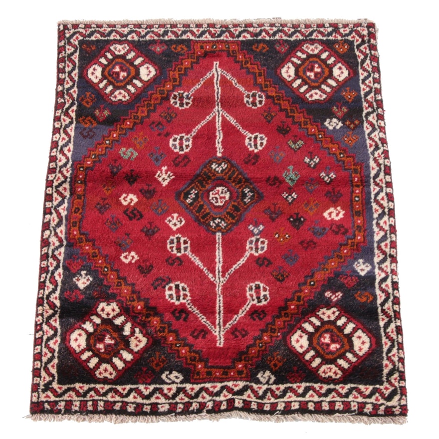 3'7 x 4'11 Hand-Knotted Persian Khamseh Wool Rug