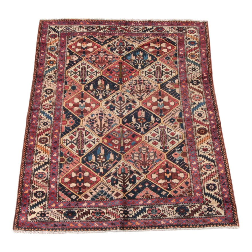 5'6 x 6'11 Hand-Knotted Persian Bakhtiari Wool Rug
