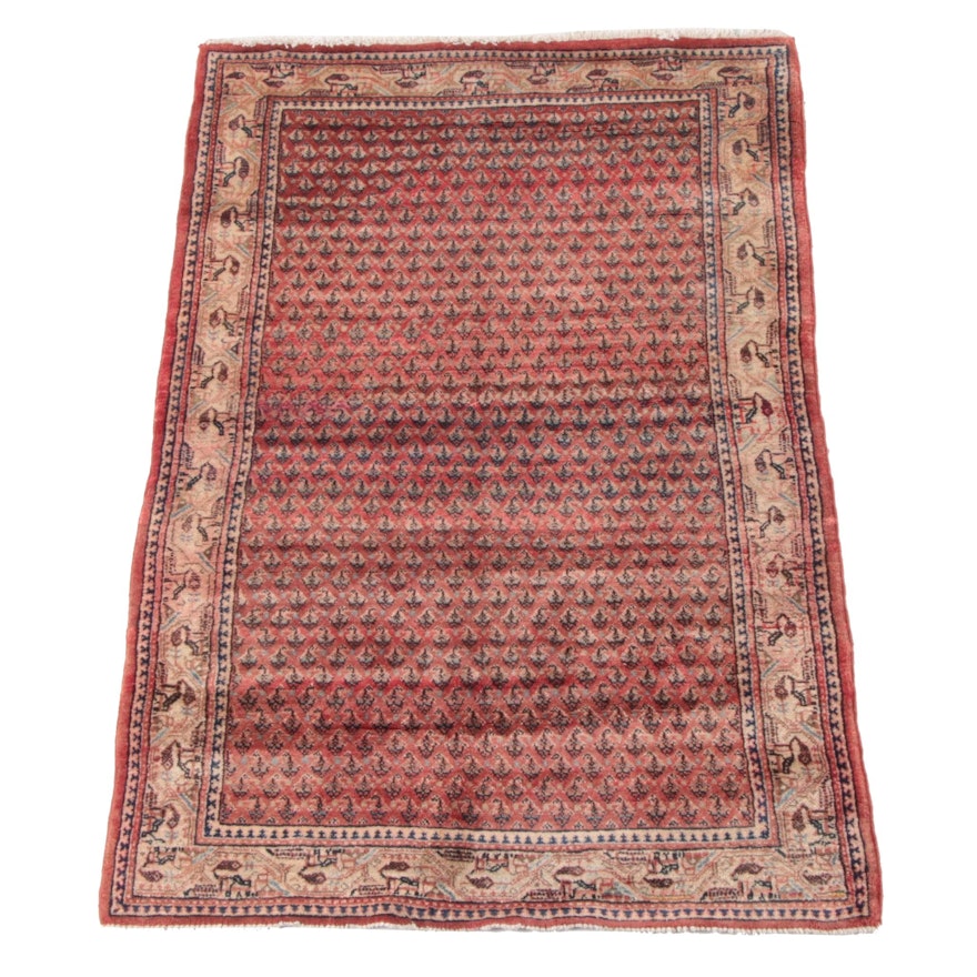 4'4 x 6'6 Hand-Knotted Persian Mir Serabend Wool Long Rug