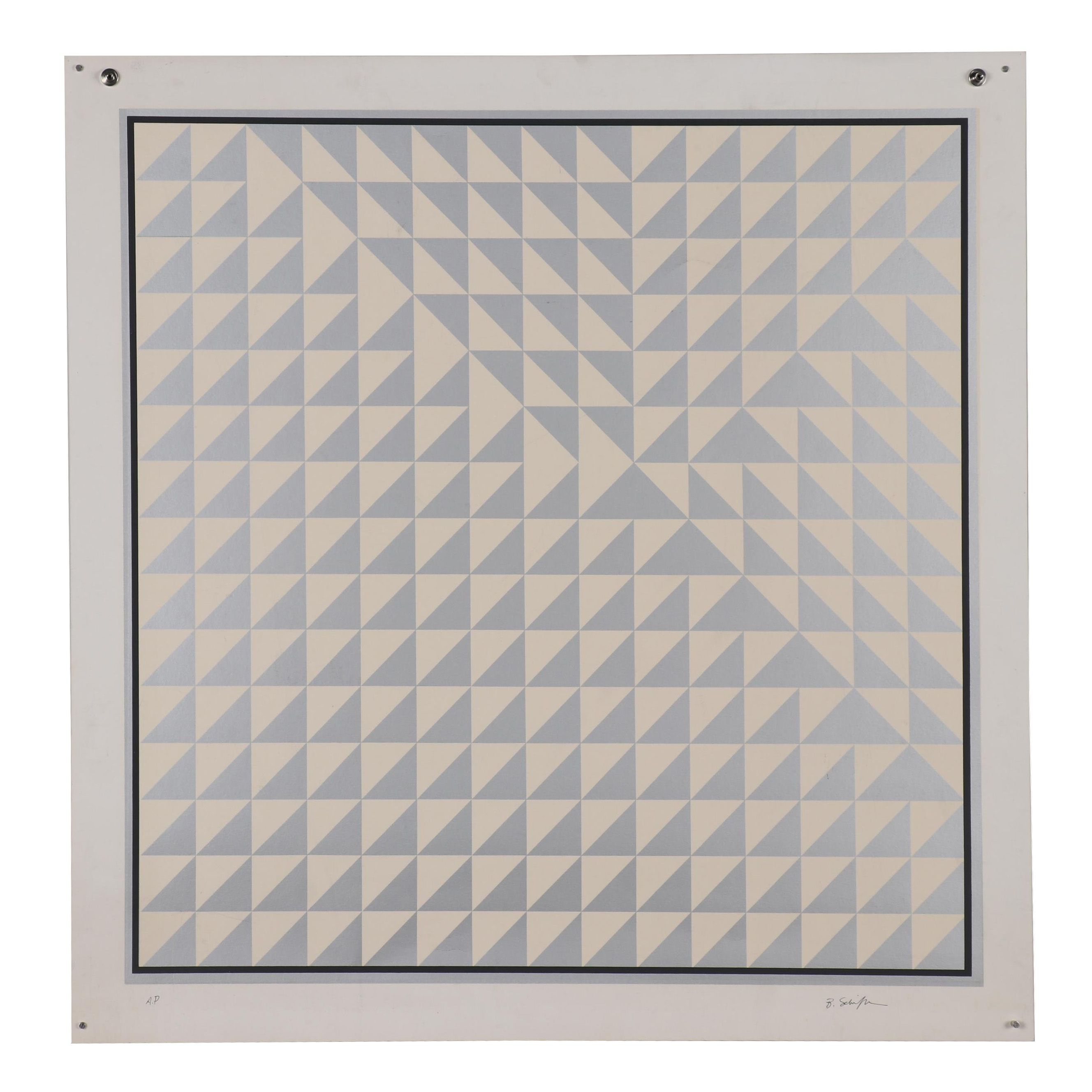 Bill Schiffer Geometric Abstract Serigraph, Late 20th Century